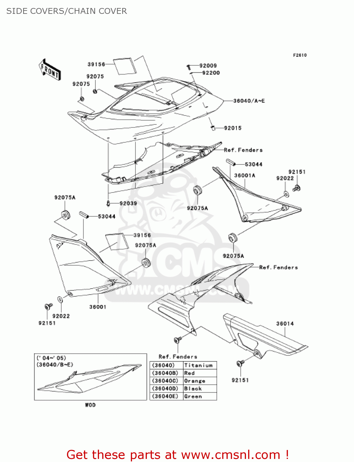 SIDE COVERS/CHAIN COVER ZR1000A1 Z1000 2003 USA CALIFORNIA CANADA