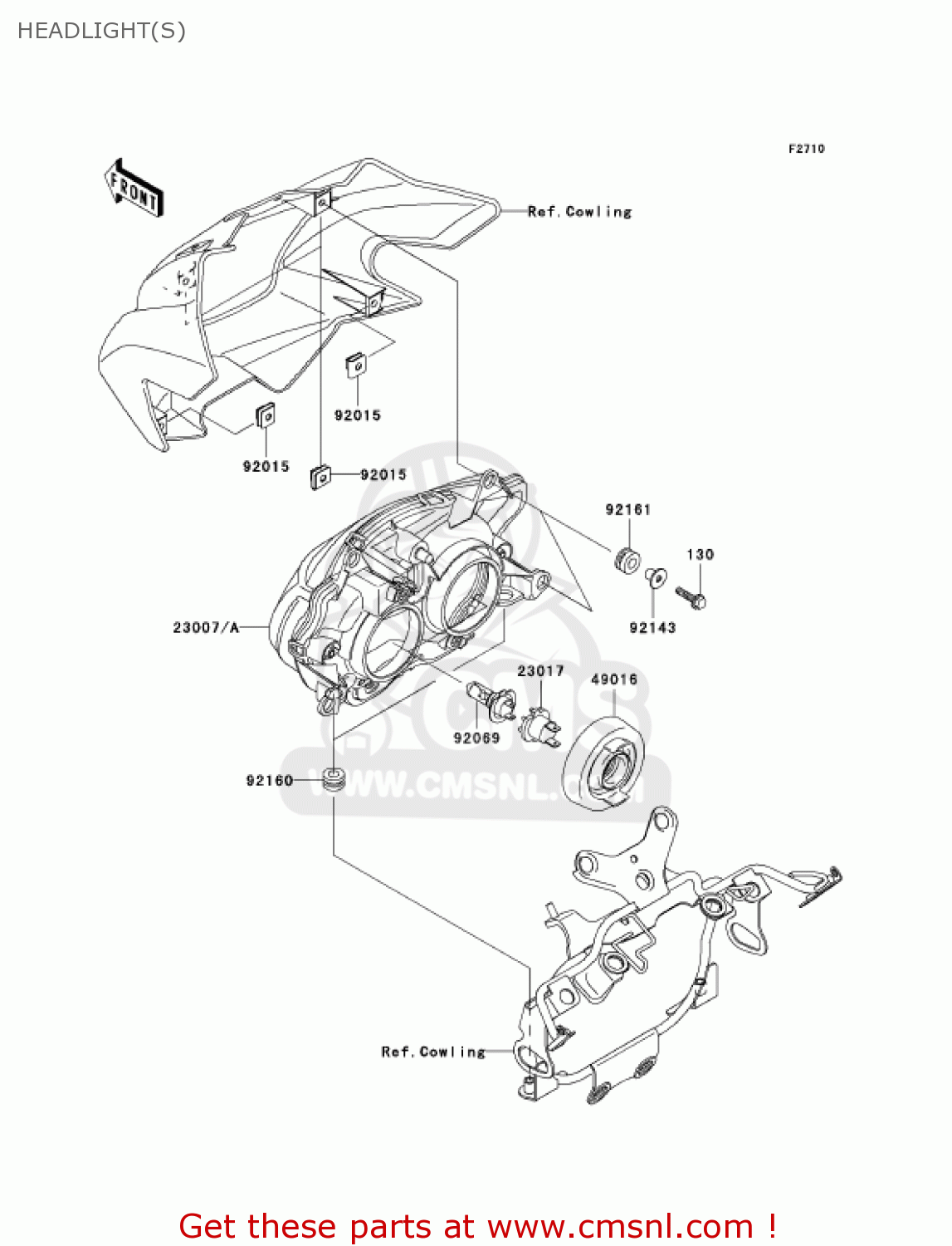 HEADLIGHT(S) ZR1000A1 Z1000 2003 USA CALIFORNIA CANADA