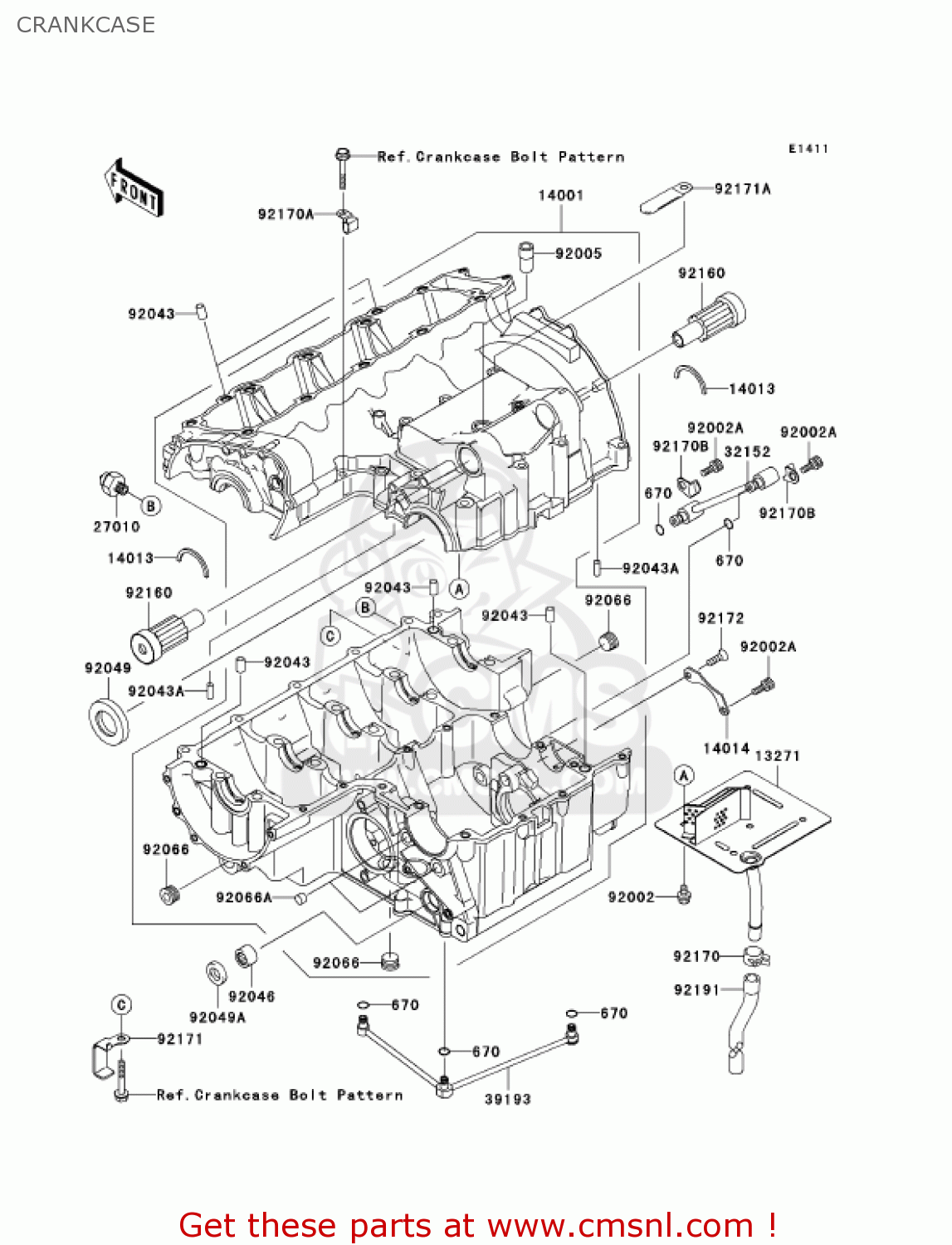 CRANKCASE ZR1000A1 Z1000 2003 USA CALIFORNIA CANADA