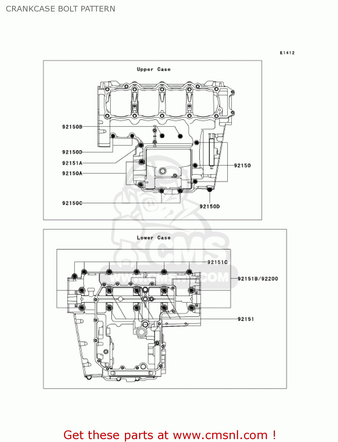 CRANKCASE BOLT PATTERN ZR1000A1 Z1000 2003 USA CALIFORNIA CANADA