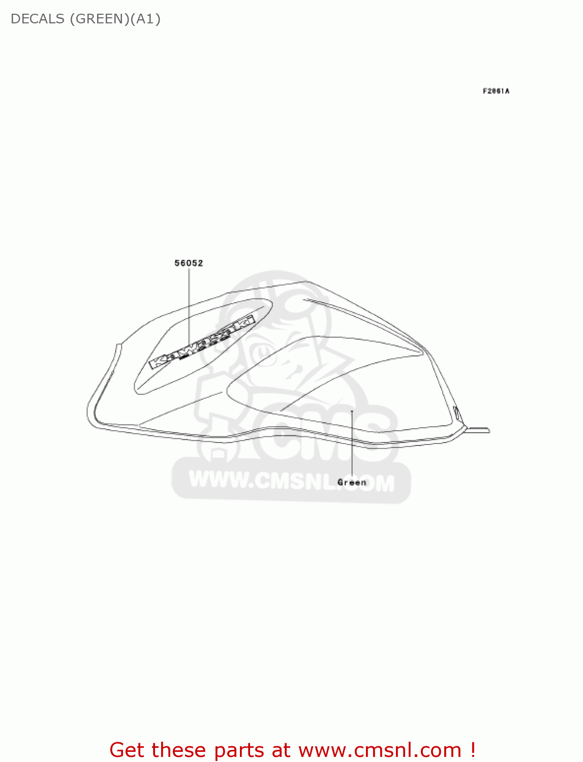DECALS (GREEN)(A1) ZR1000A1 Z1000 2003 USA CALIFORNIA CANADA
