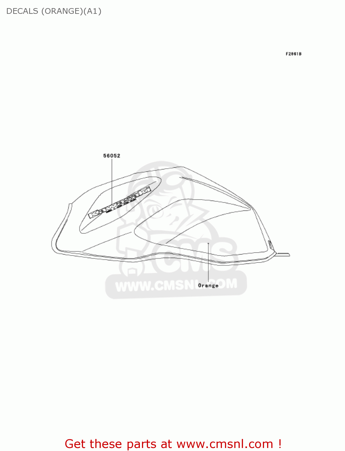 DECALS (ORANGE)(A1) ZR1000A1 Z1000 2003 USA CALIFORNIA CANADA