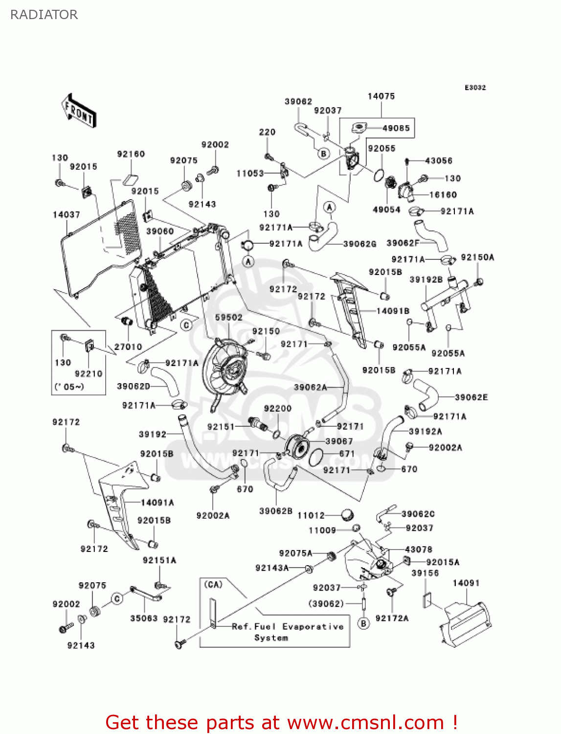 RADIATOR ZR1000A1 Z1000 2003 USA CALIFORNIA CANADA