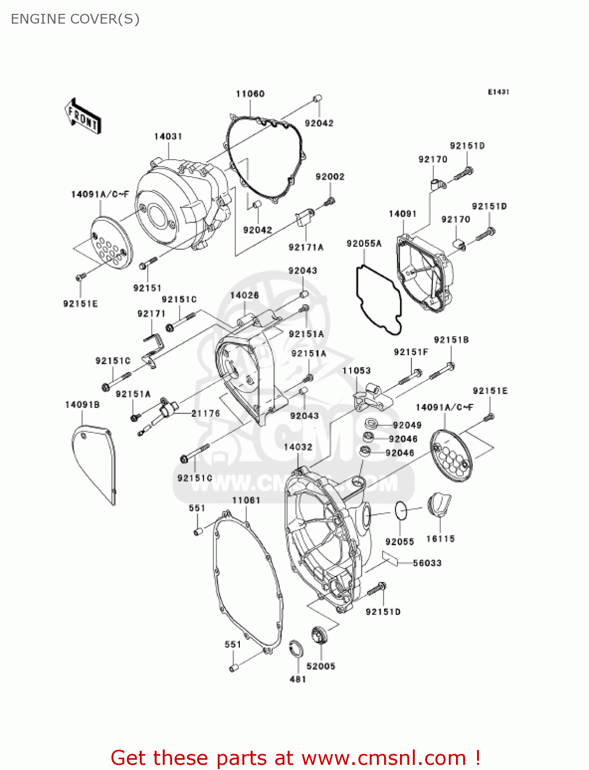 ENGINE COVER(S) ZR1000A1 Z1000 2003 USA CALIFORNIA CANADA