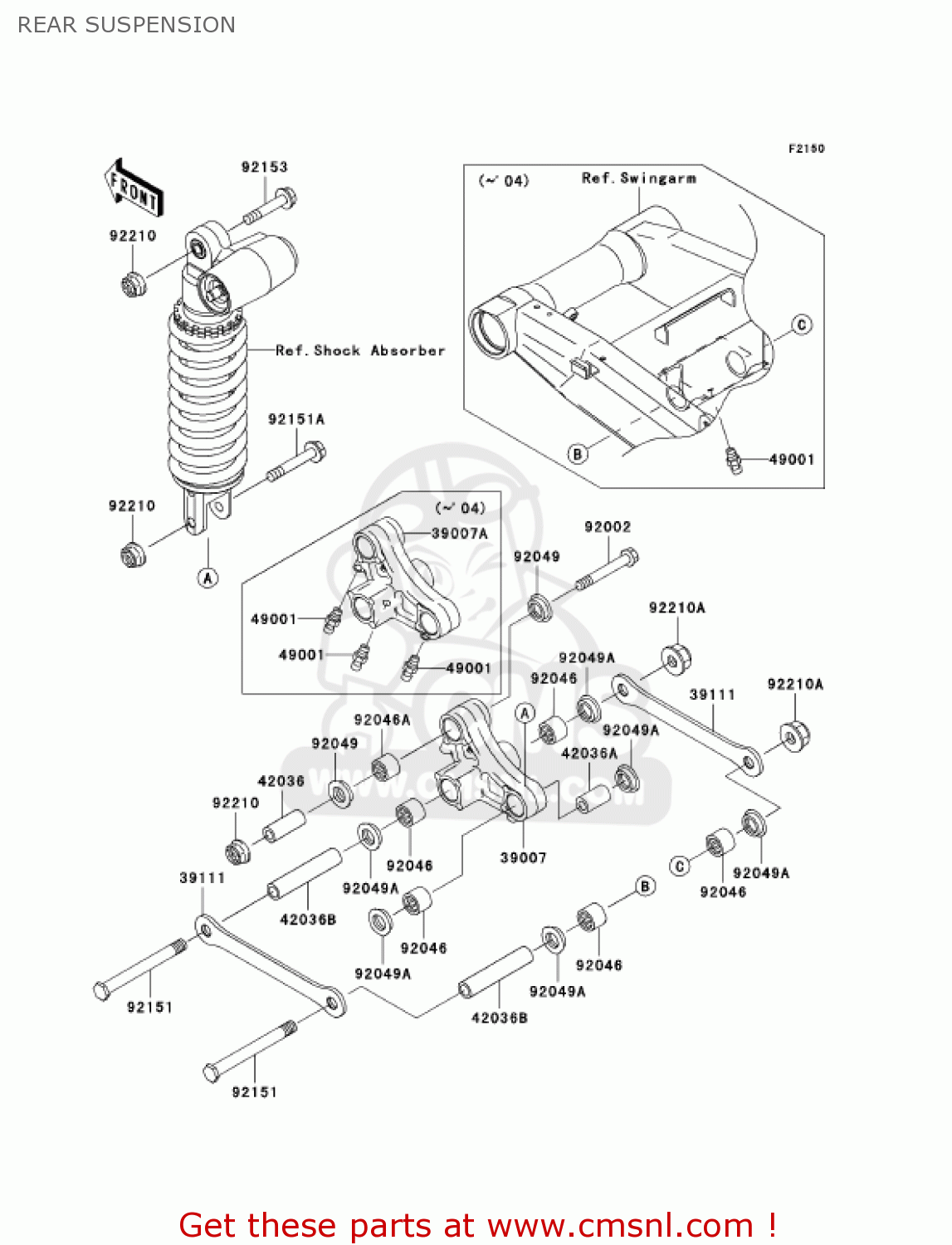 REAR SUSPENSION ZR1000A1 Z1000 2003 USA CALIFORNIA CANADA