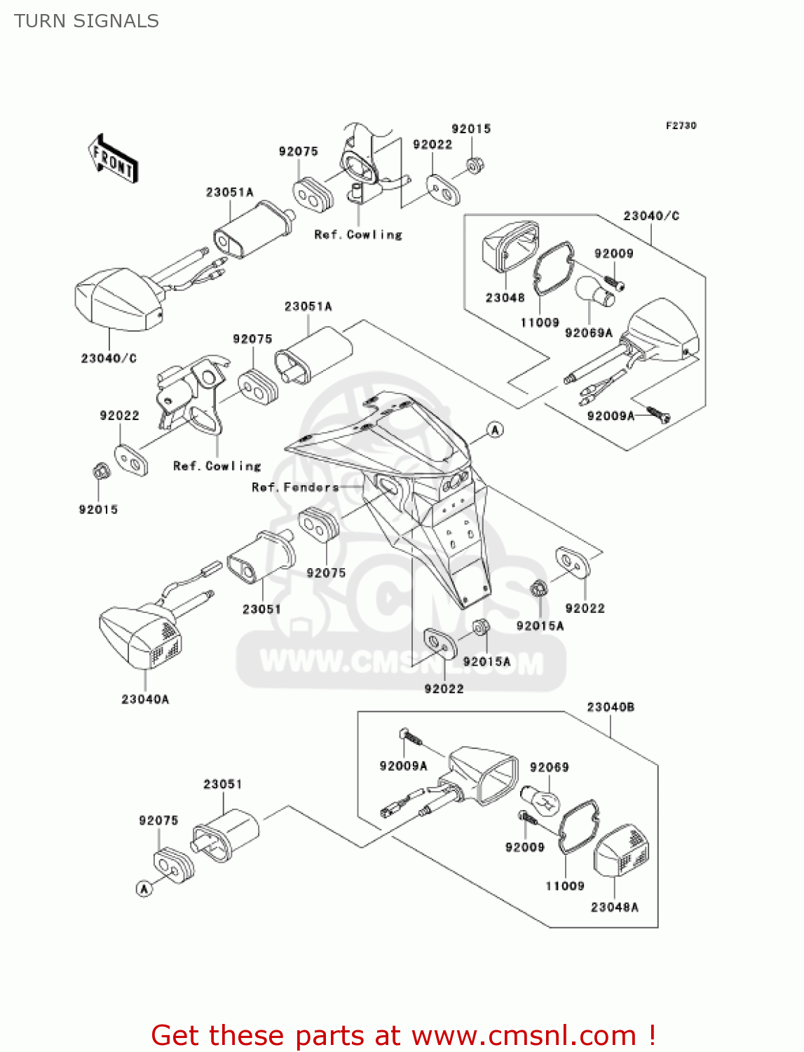 TURN SIGNALS ZR1000A2 Z1000 2004 USA CALIFORNIA CANADA