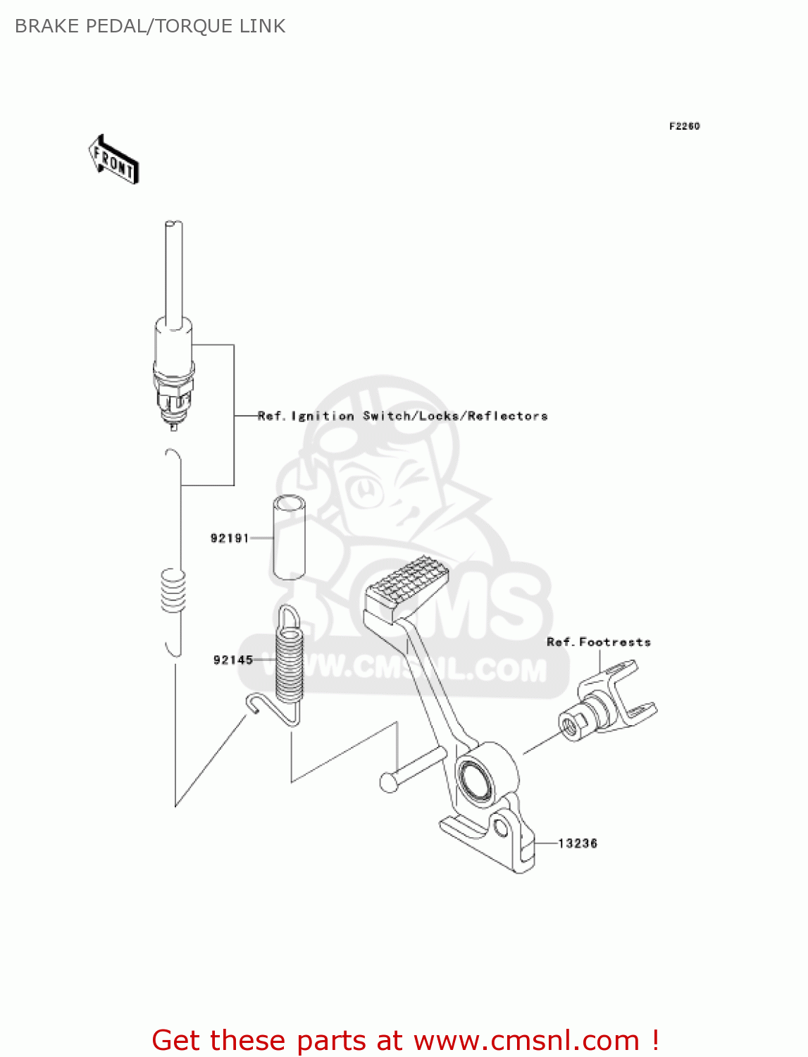 BRAKE PEDAL/TORQUE LINK ZR1000A2 Z1000 2004 USA CALIFORNIA CANADA