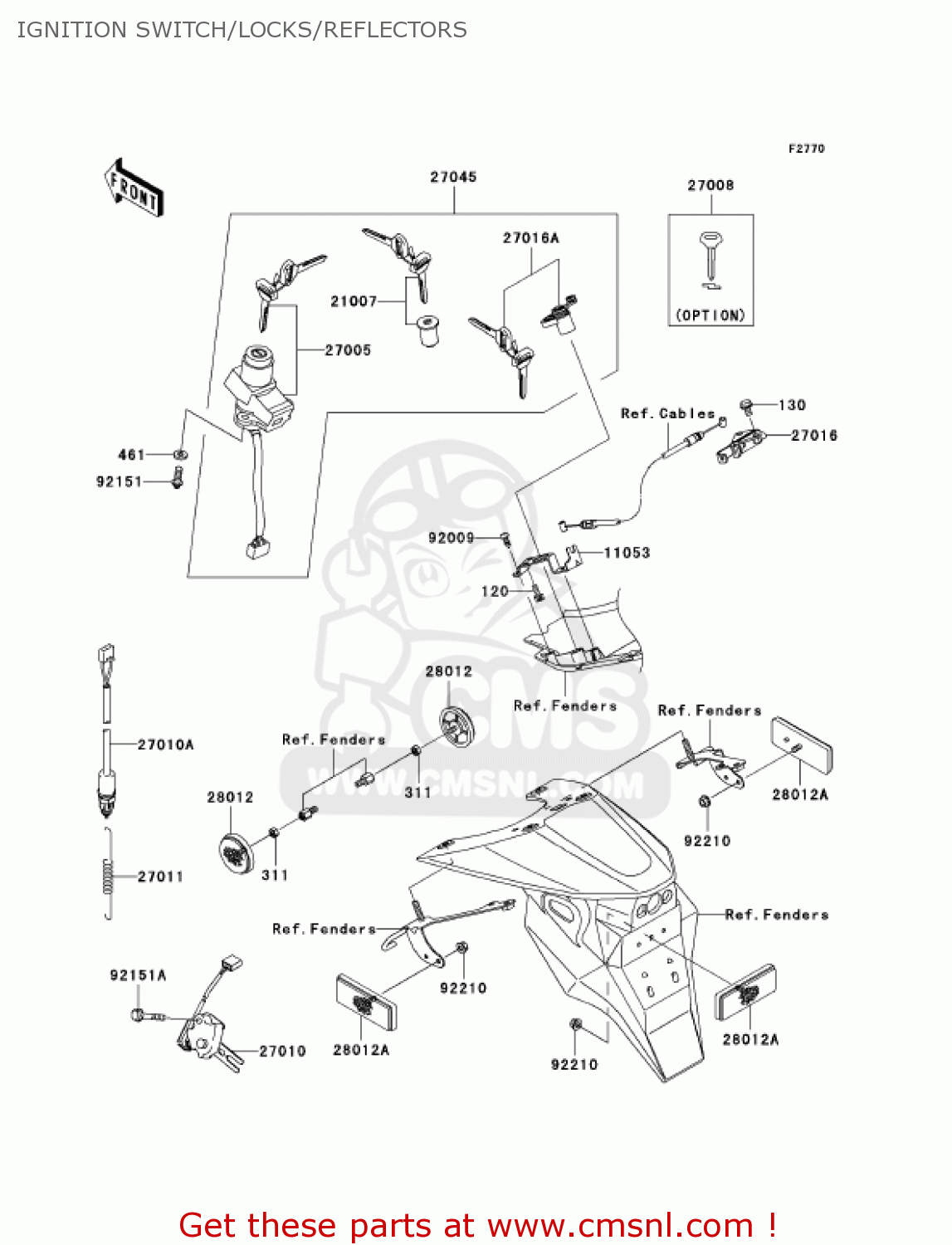 IGNITION SWITCH/LOCKS/REFLECTORS ZR1000A2 Z1000 2004 USA CALIFORNIA CANADA