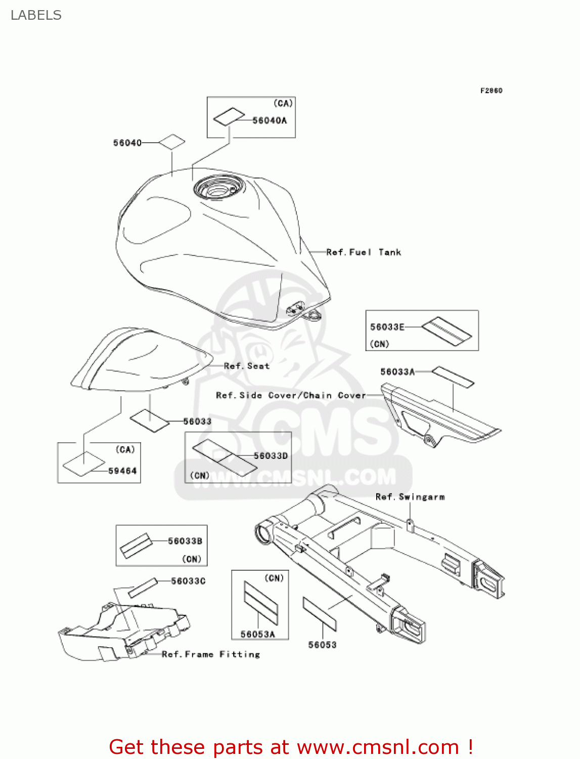 LABELS ZR1000A2 Z1000 2004 USA CALIFORNIA CANADA
