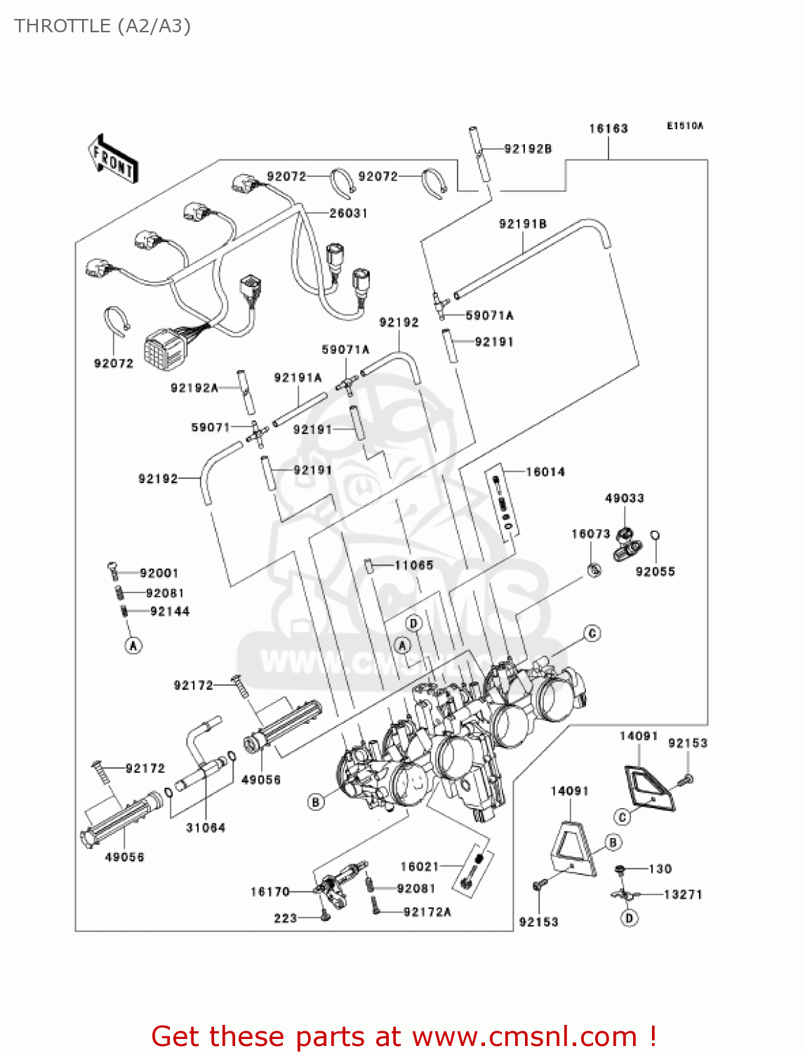 THROTTLE (A2/A3) ZR1000A2 Z1000 2004 USA CALIFORNIA CANADA