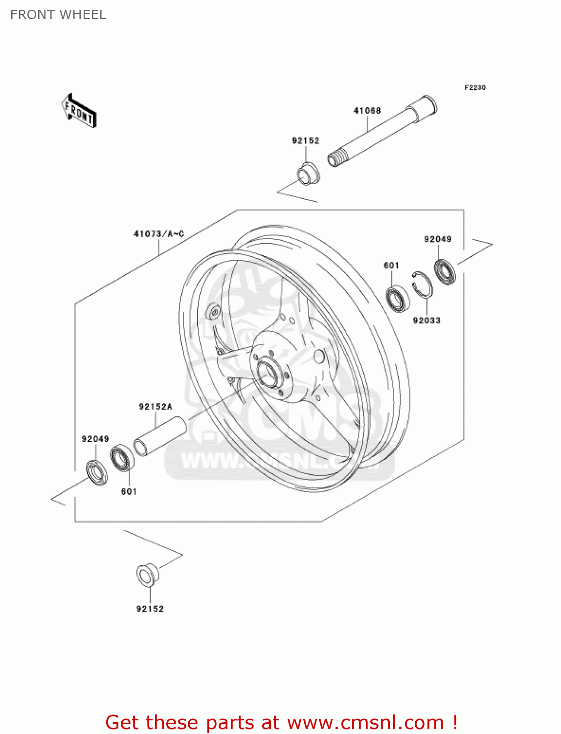 FRONT WHEEL ZR1000A3 Z1000 2005 USA CALIFORNIA CANADA