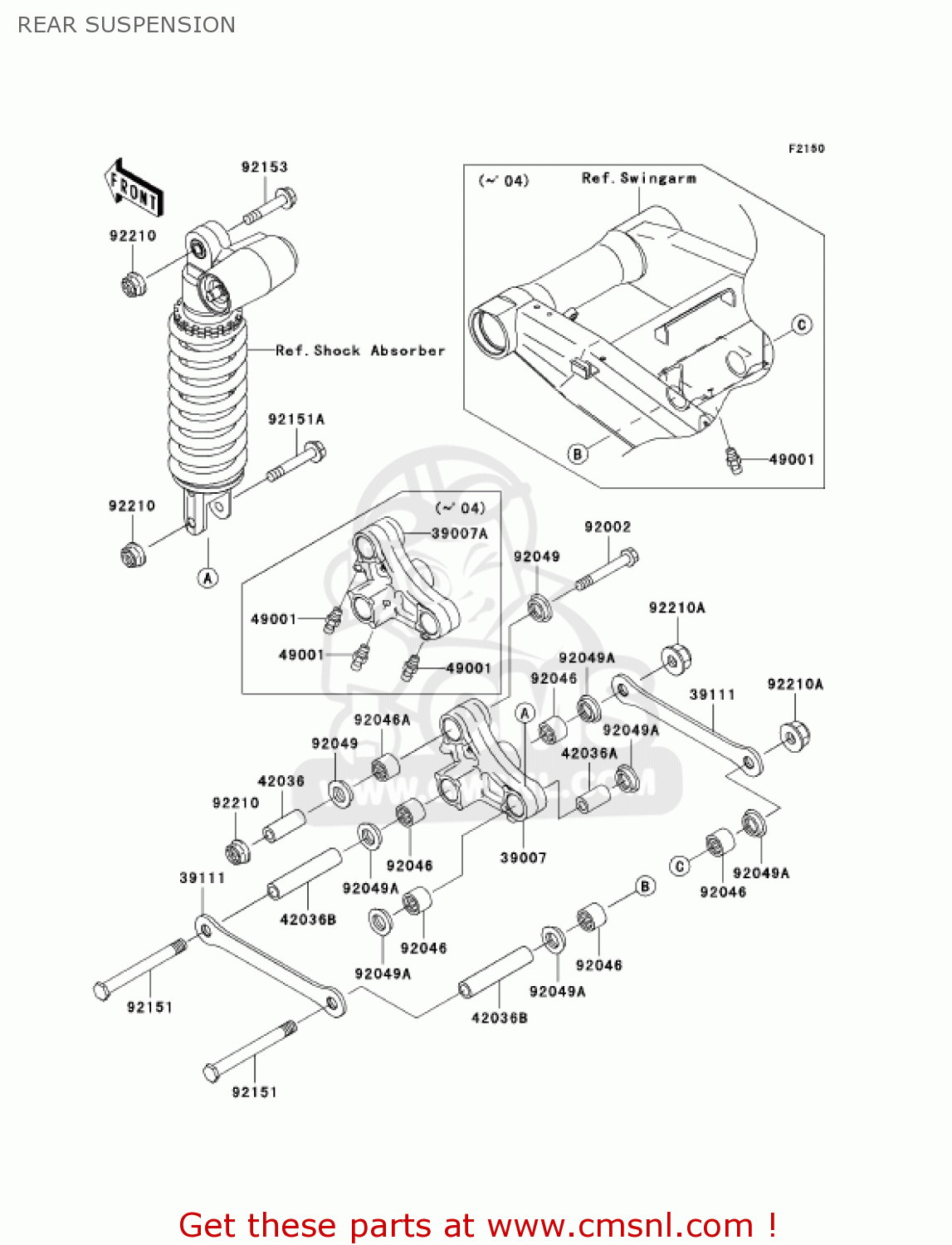 REAR SUSPENSION ZR1000A3 Z1000 2005 USA CALIFORNIA CANADA