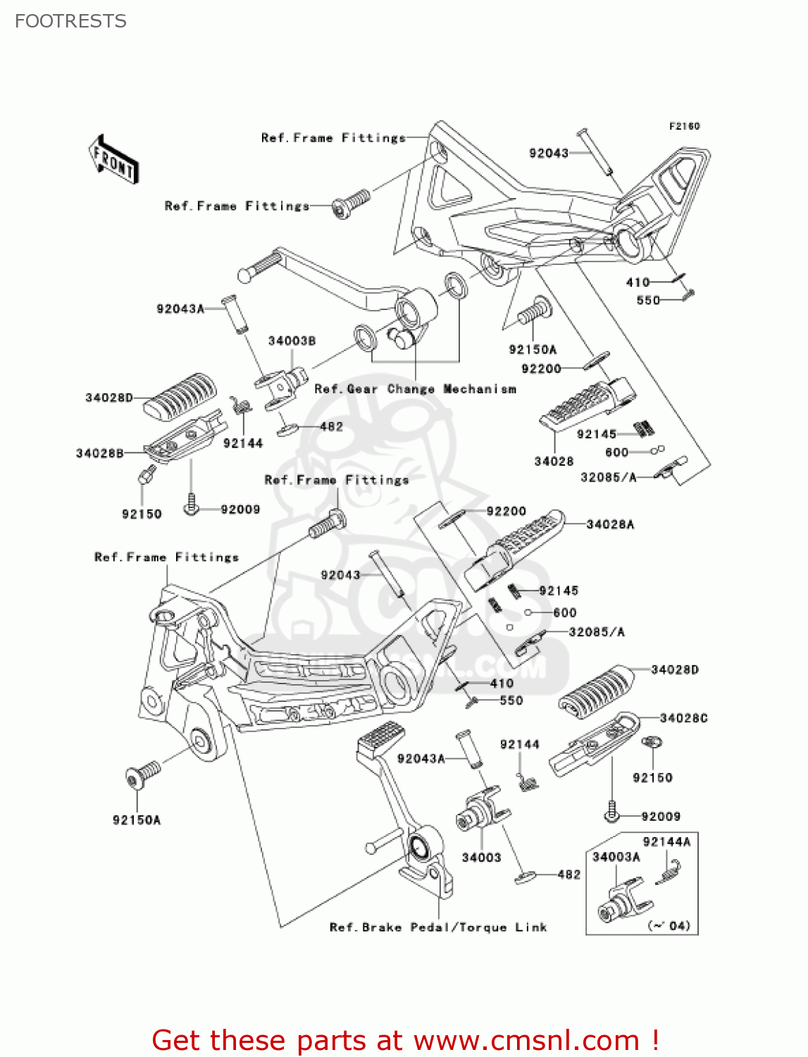 FOOTRESTS ZR1000A3 Z1000 2005 USA CALIFORNIA CANADA