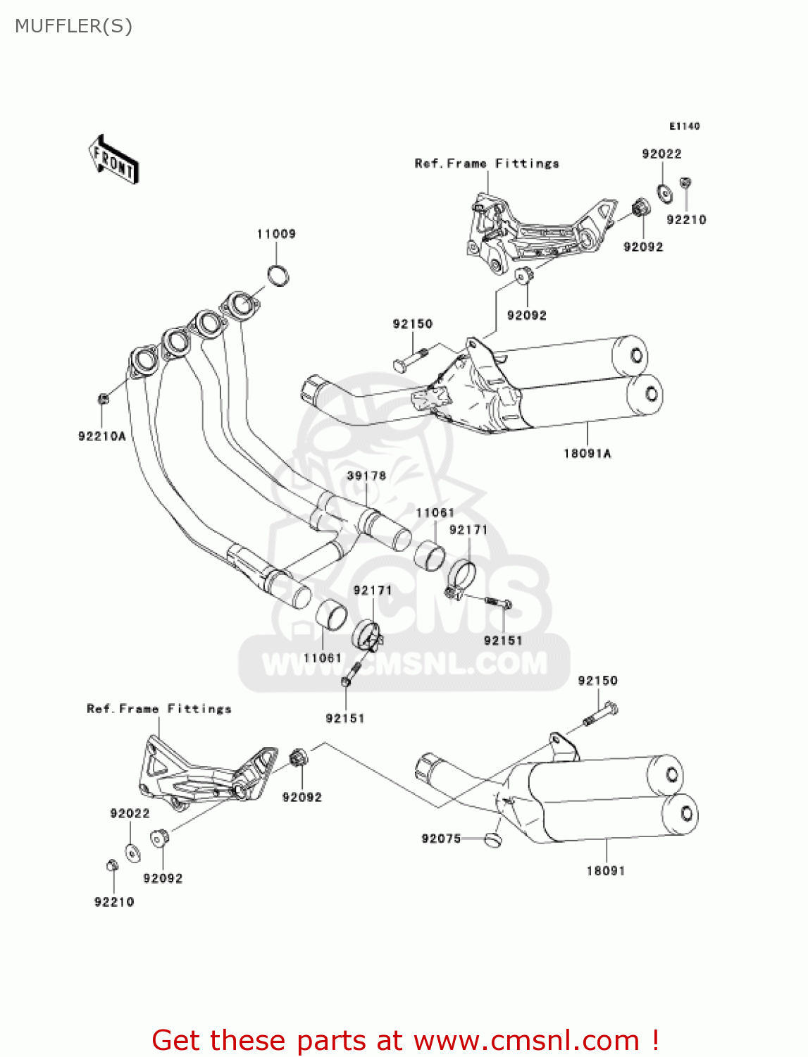 MUFFLER(S) ZR1000A3 Z1000 2005 USA CALIFORNIA CANADA