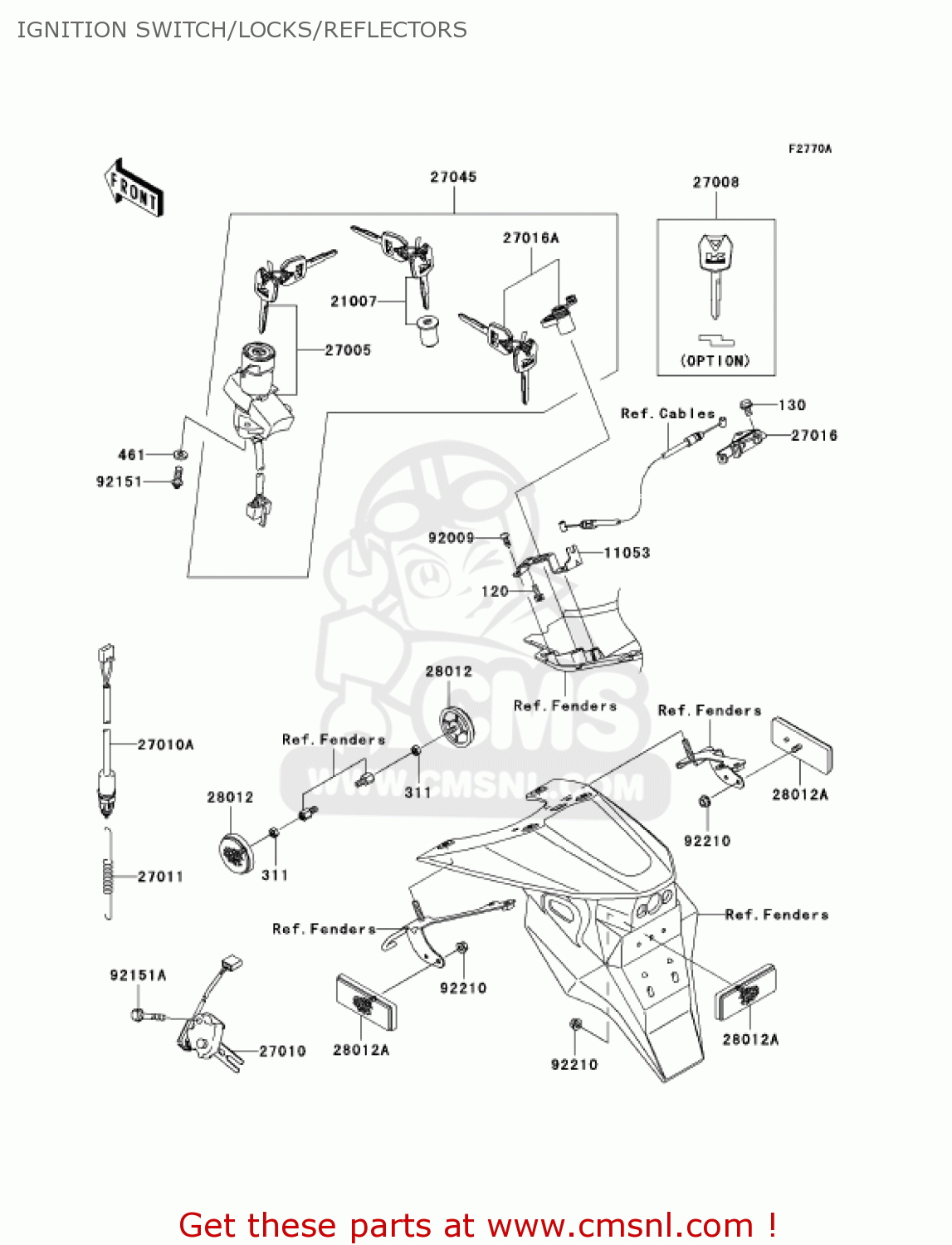 IGNITION SWITCH/LOCKS/REFLECTORS ZR1000A3 Z1000 2005 USA CALIFORNIA CANADA