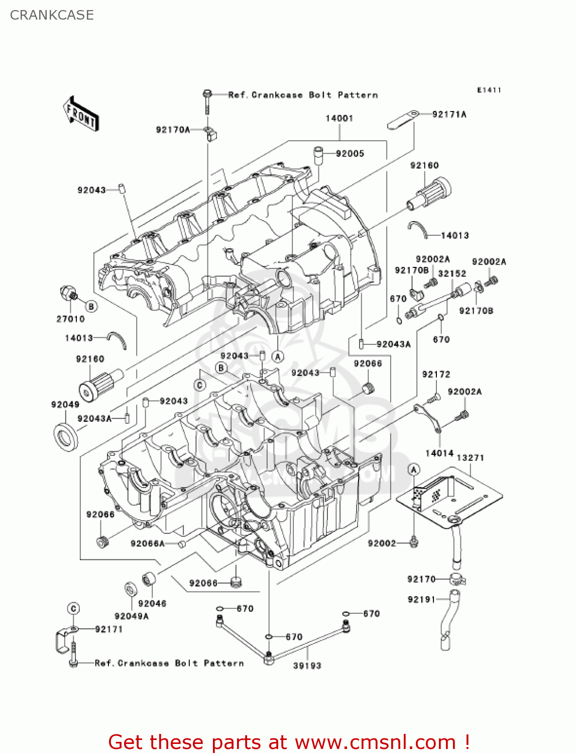 CRANKCASE ZR1000A3 Z1000 2005 USA CALIFORNIA CANADA
