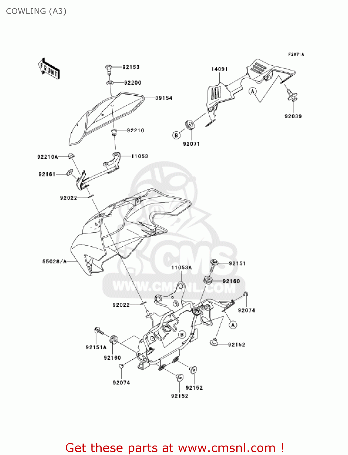 COWLING (A3) ZR1000A3 Z1000 2005 USA CALIFORNIA CANADA