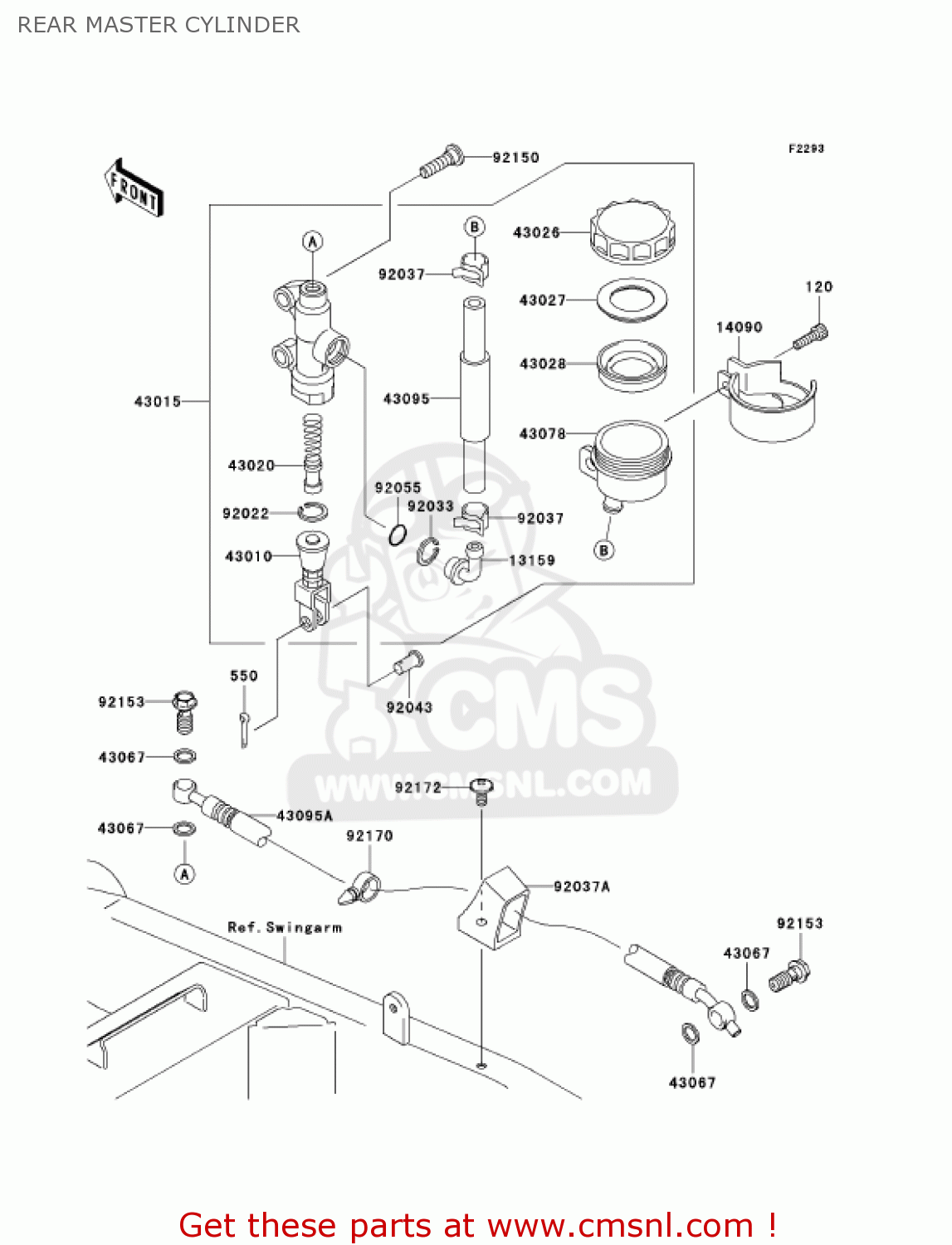 REAR MASTER CYLINDER ZR1000A3 Z1000 2005 USA CALIFORNIA CANADA
