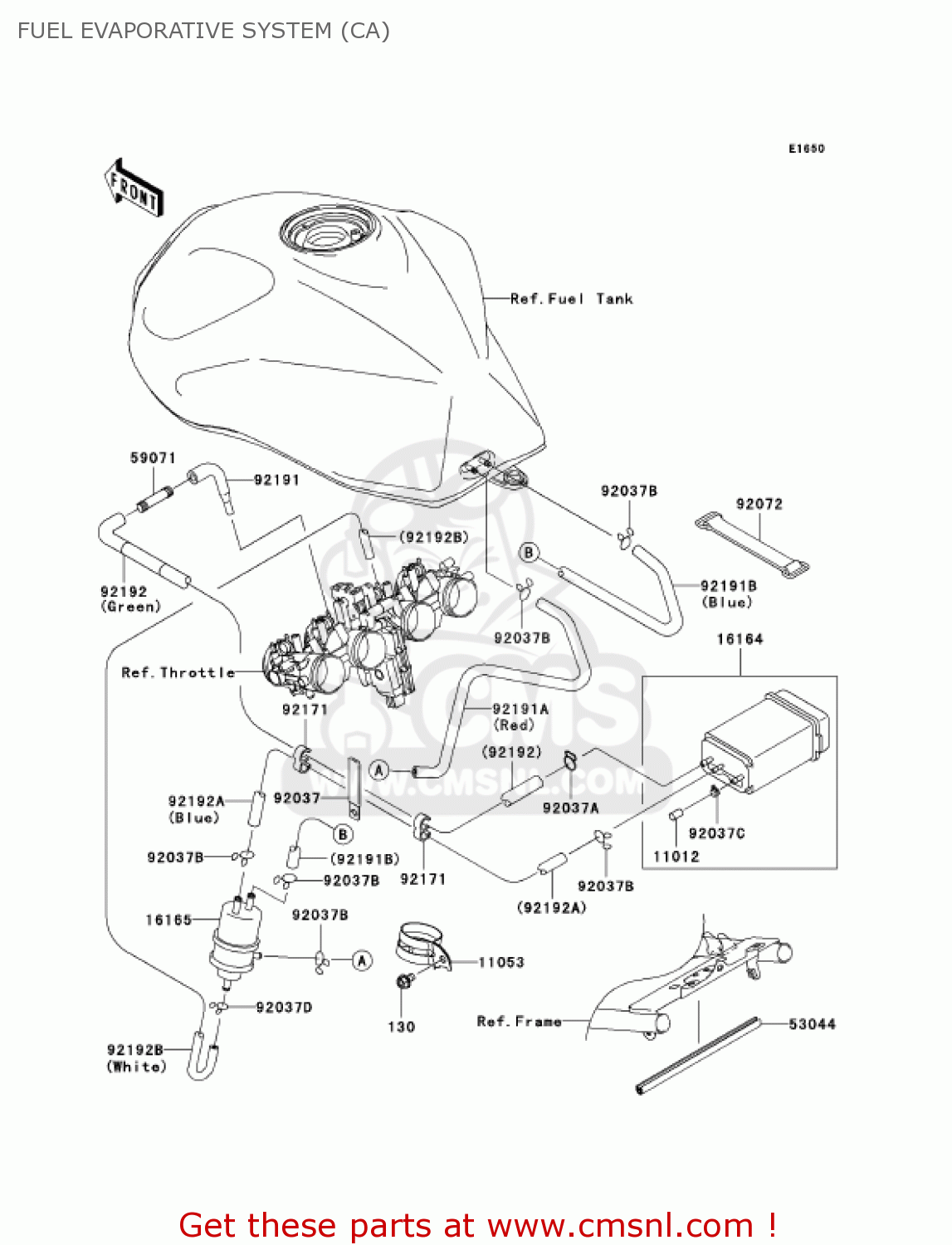 Kawasaki ZR1000A6F Z1000 2006 USA CALIFORNIA CANADA FUEL EVAPORATIVE ...