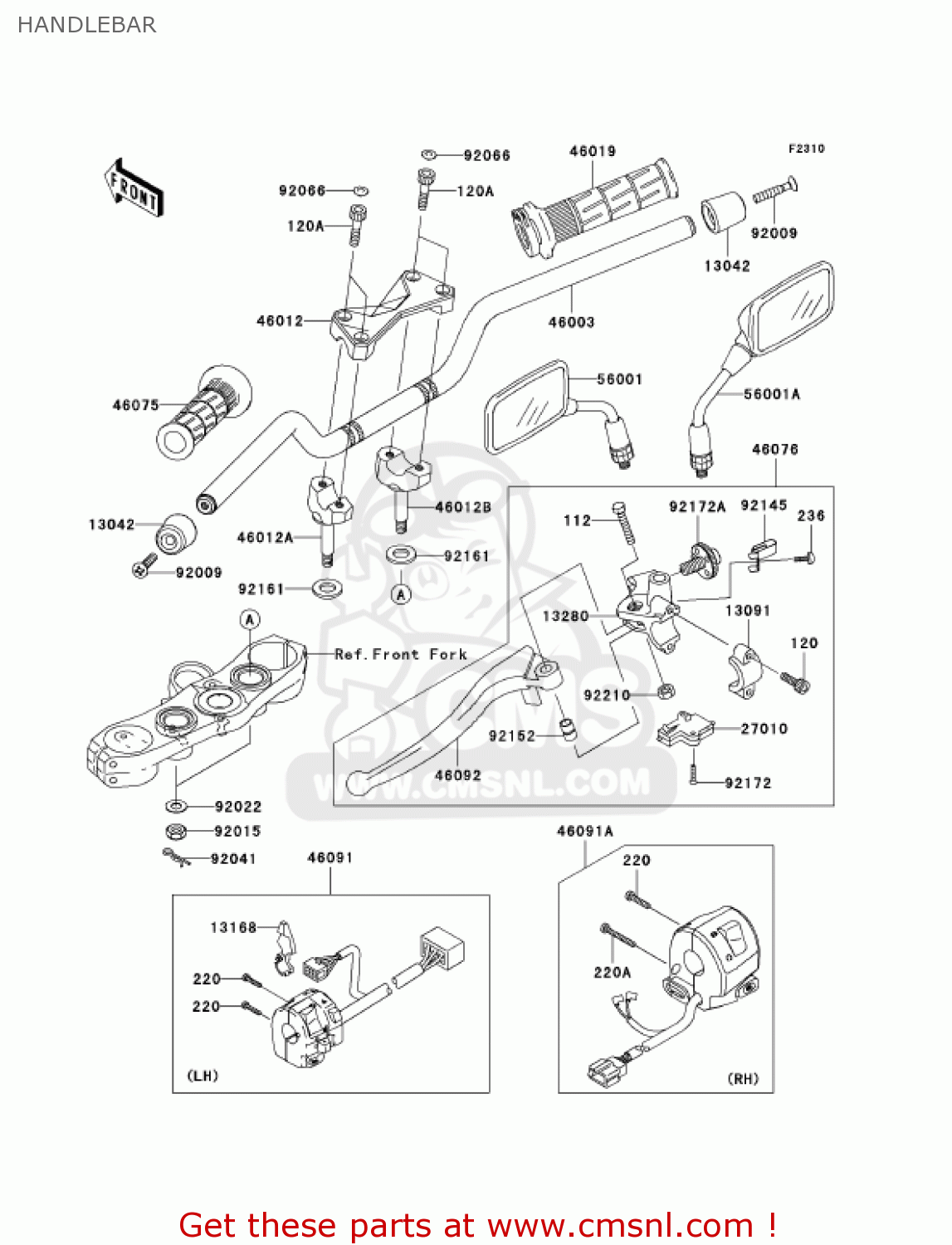 HANDLEBAR ZR1000A6F Z1000 2006 USA CALIFORNIA CANADA