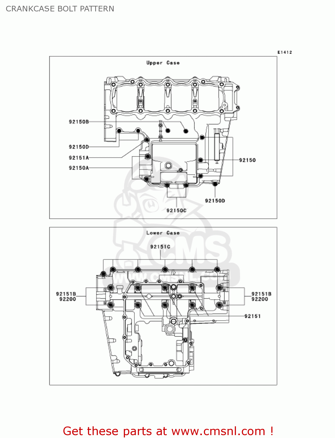 CRANKCASE BOLT PATTERN ZR1000A6F Z1000 2006 USA CALIFORNIA CANADA