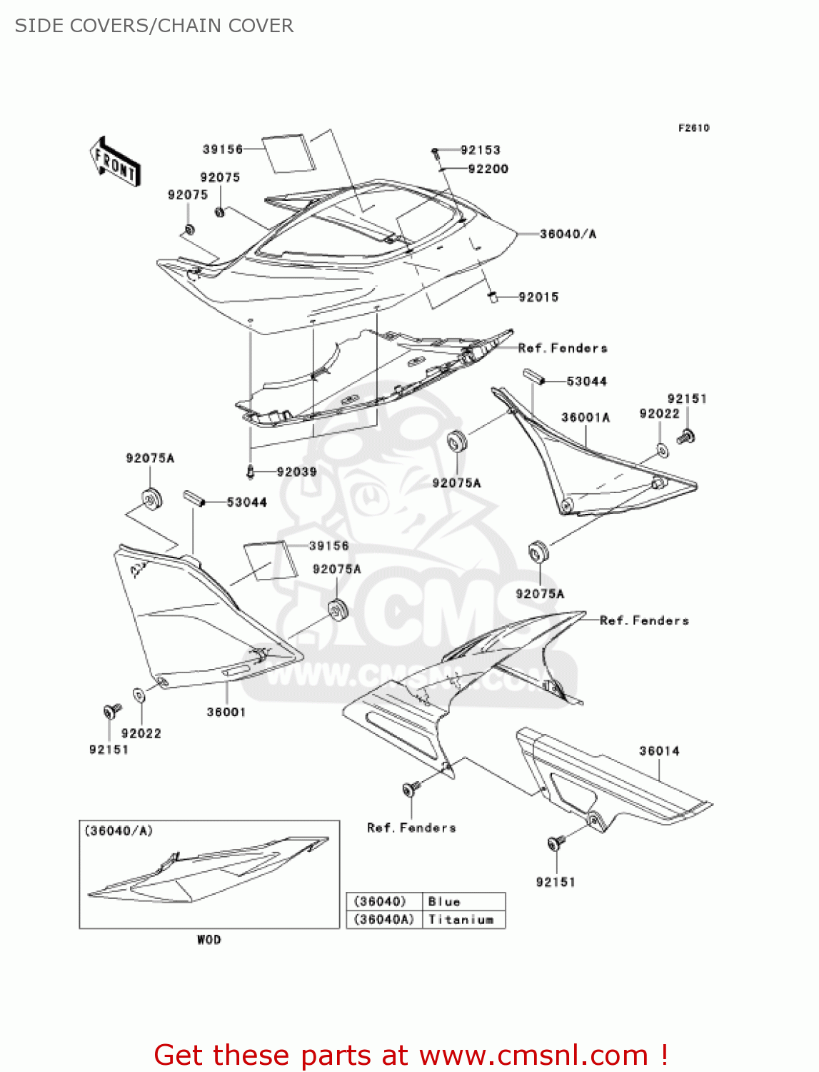 SIDE COVERS/CHAIN COVER ZR1000A6F Z1000 2006 USA CALIFORNIA CANADA