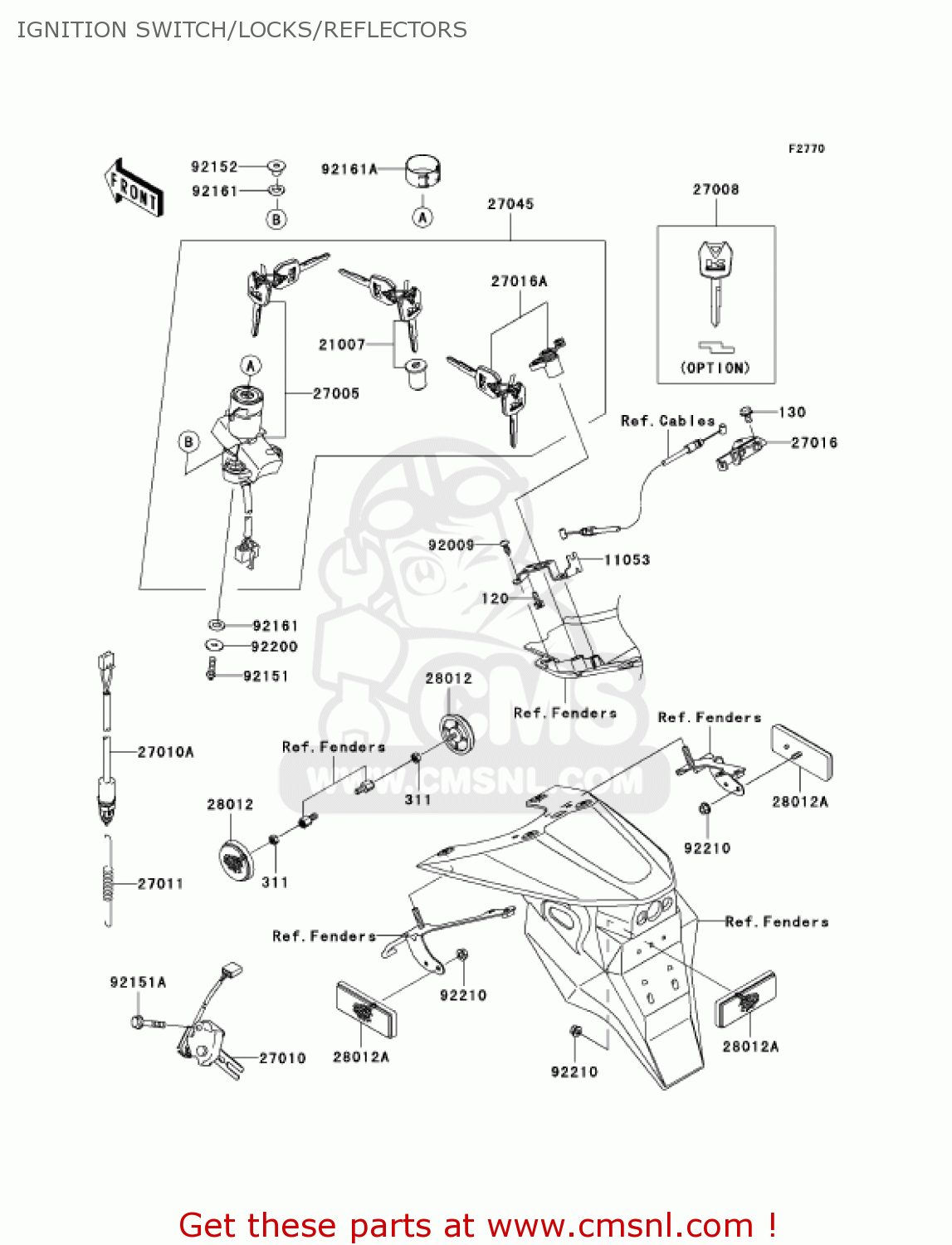 IGNITION SWITCH/LOCKS/REFLECTORS ZR1000A6F Z1000 2006 USA CALIFORNIA CANADA