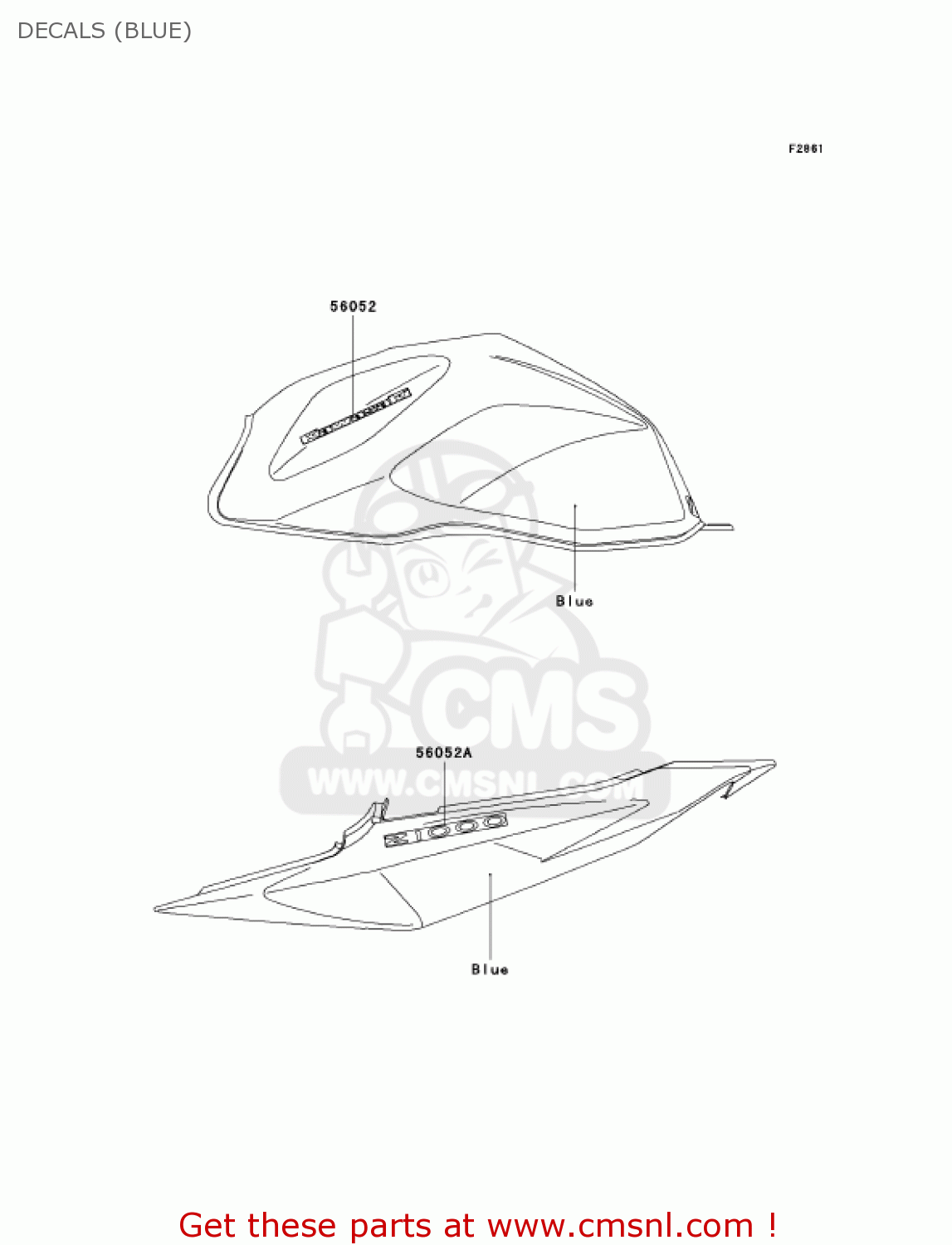 DECALS (BLUE) ZR1000A6F Z1000 2006 USA CALIFORNIA CANADA