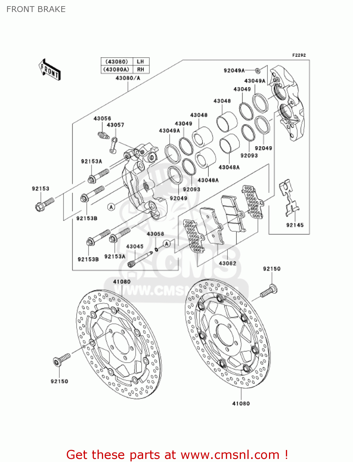 FRONT BRAKE ZR1000A6F Z1000 2006 USA CALIFORNIA CANADA