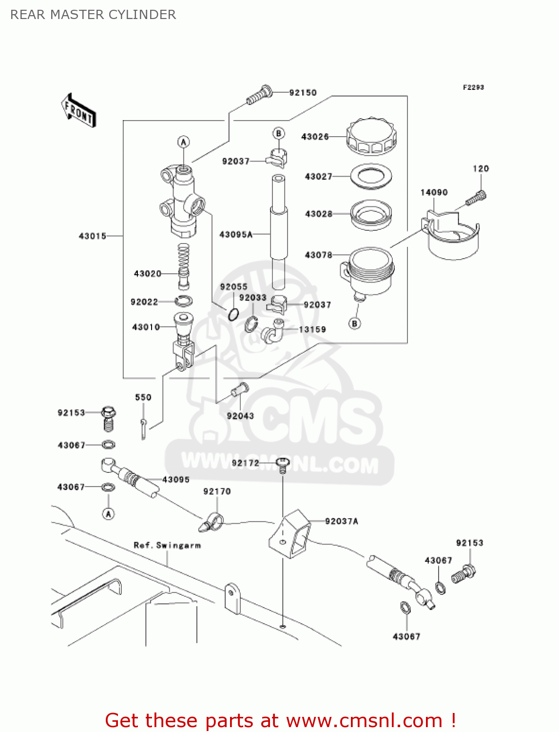 REAR MASTER CYLINDER ZR1000A6F Z1000 2006 USA CALIFORNIA CANADA