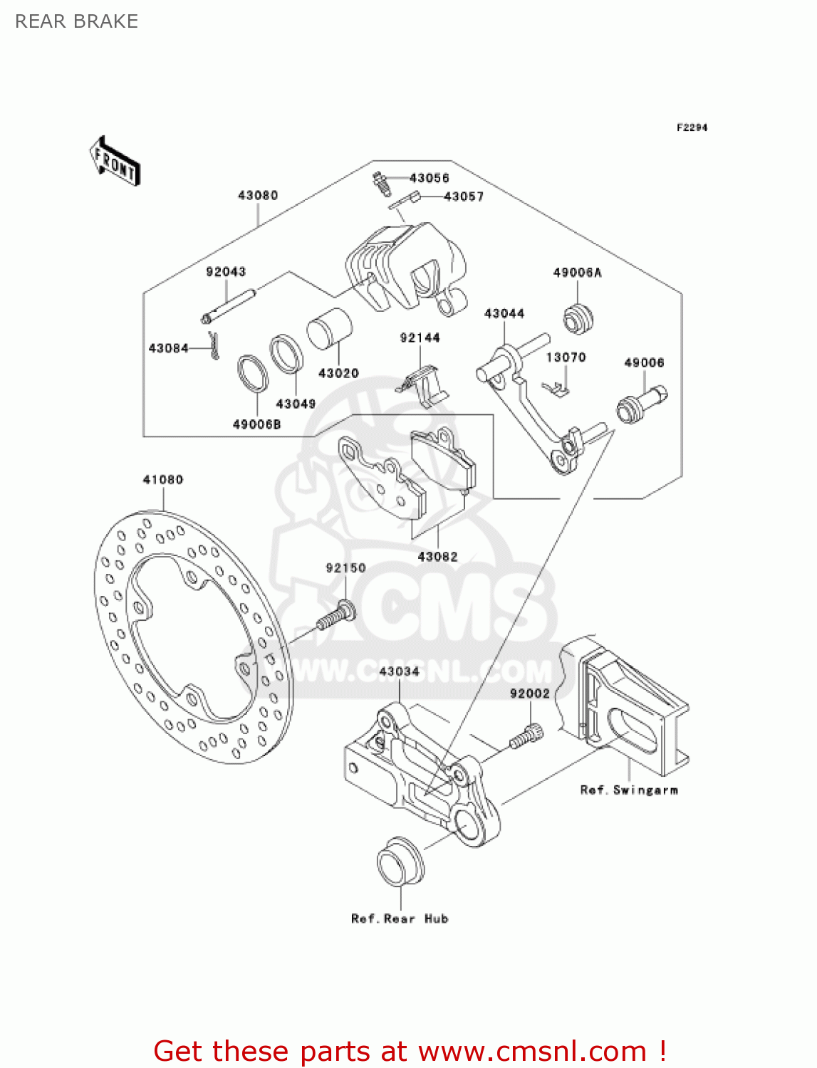 REAR BRAKE ZR1000A6F Z1000 2006 USA CALIFORNIA CANADA