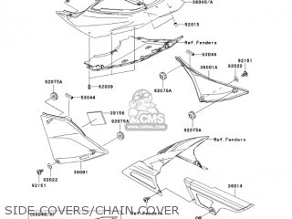 SIDE COVERS/CHAIN COVER - ZR1000A6F Z1000 2006 USA CALIFORNIA CANADA