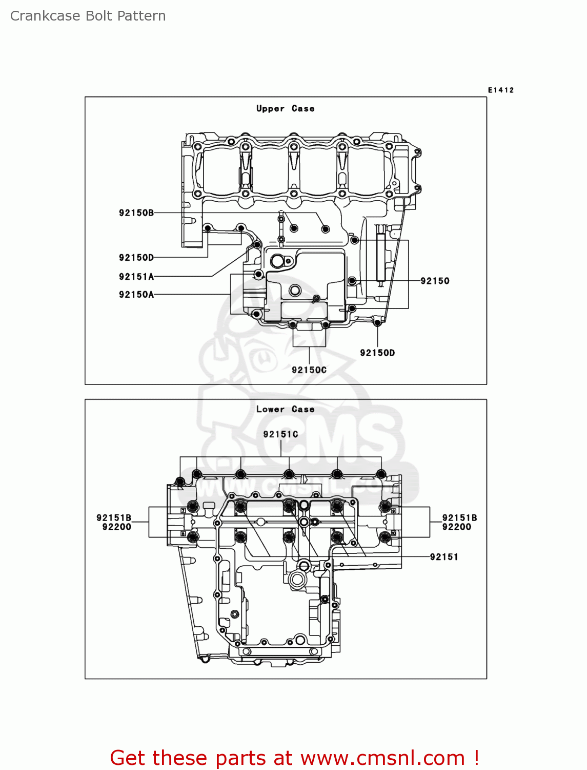 Kawasaki ZR1000B7F Z1000 2007 USA Crankcase Bolt Pattern buy original