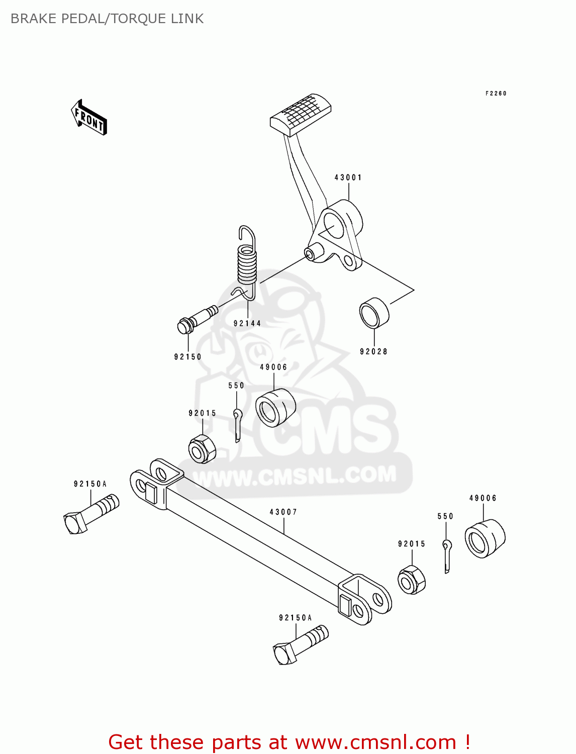 BRAKE PEDAL/TORQUE LINK ZR1100A1 1992 CANADA