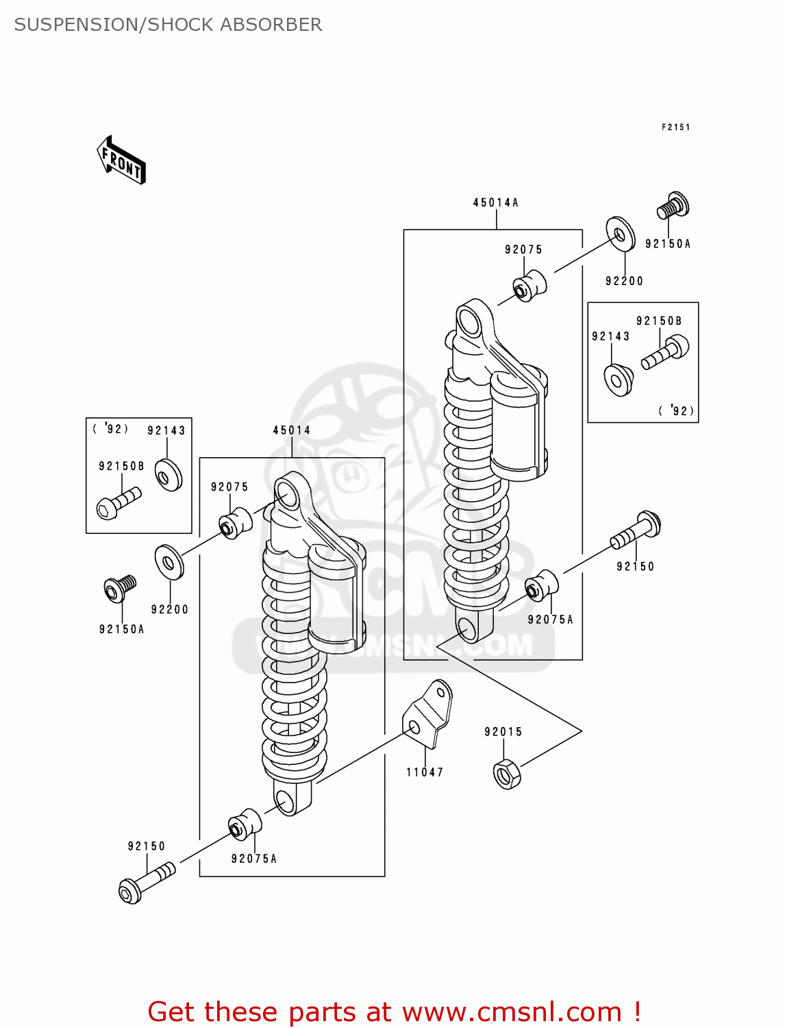 SUSPENSION/SHOCK ABSORBER ZR1100A1 ZEPHYR 1100 1992 EUROPE UK FR AR FG GR IT NR SD SP ST