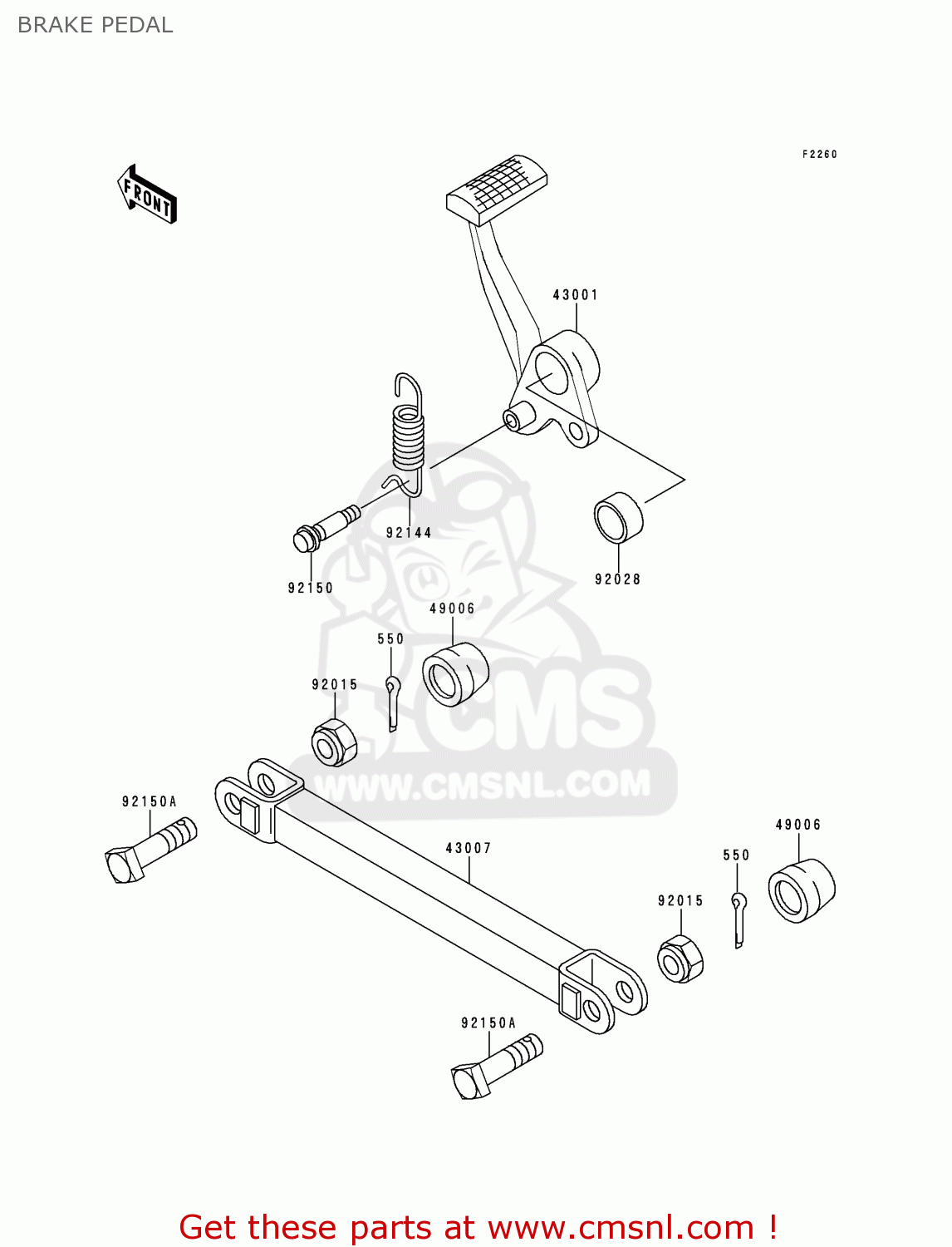 BRAKE PEDAL ZR1100A1 ZEPHYR 1100 1992 EUROPE UK FR AR FG GR IT NR SD SP ST