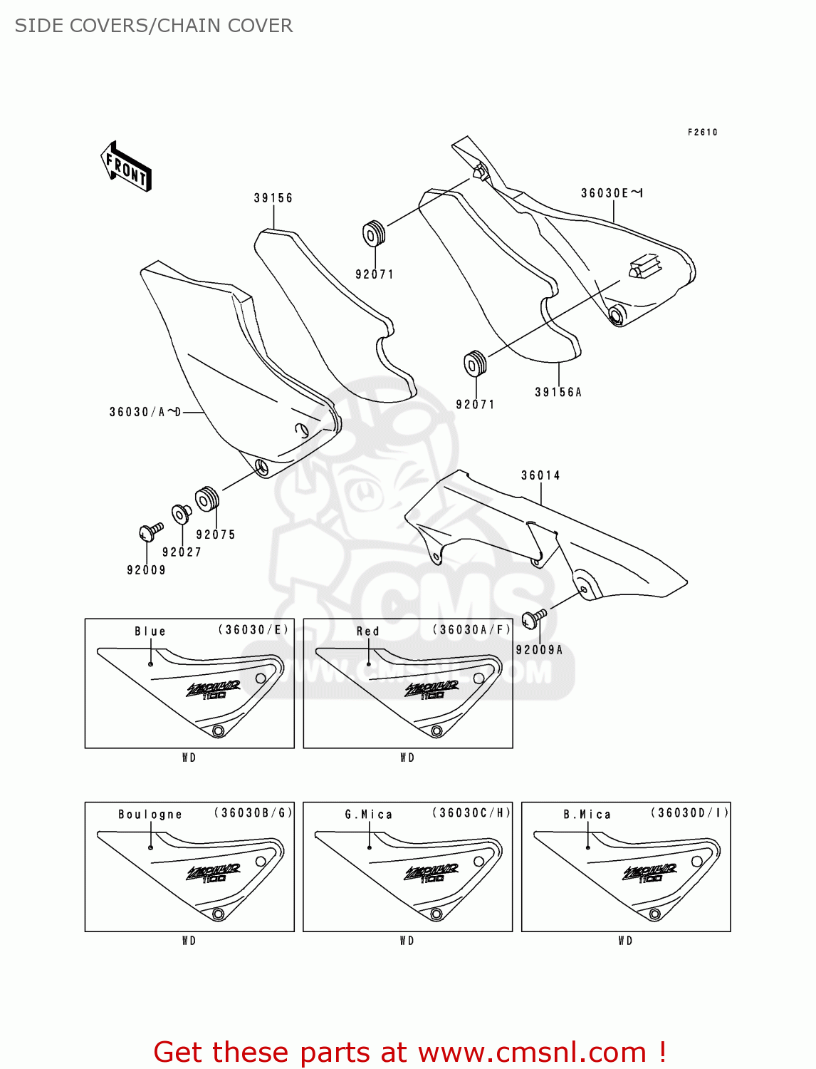 SIDE COVERS/CHAIN COVER ZR1100A1 ZEPHYR 1100 1992 EUROPE UK FR AR FG GR IT NR SD SP ST