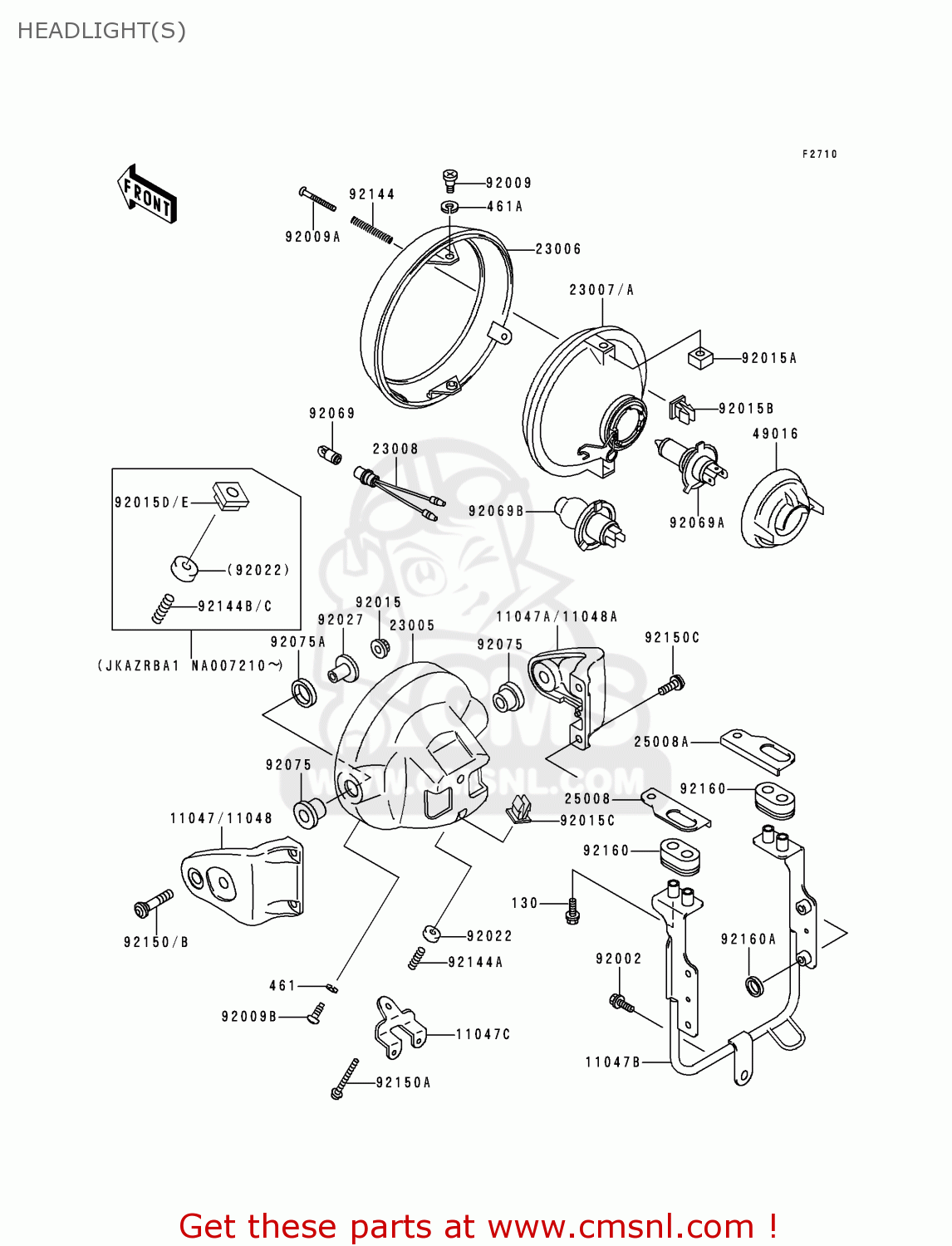HEADLIGHT(S) ZR1100A1 ZEPHYR 1100 1992 EUROPE UK FR AR FG GR IT NR SD SP ST