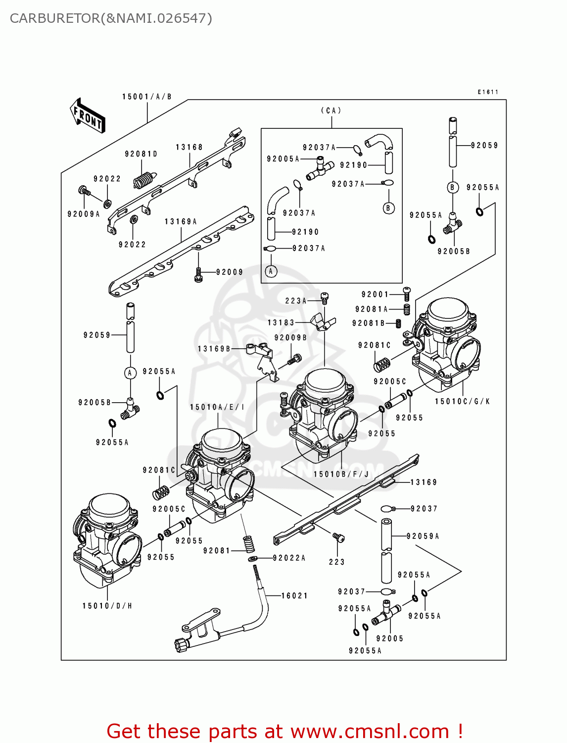 CARBURETOR(&NAMI.026547) ZR1100A2 1993 USA CALIFORNIA CANADA