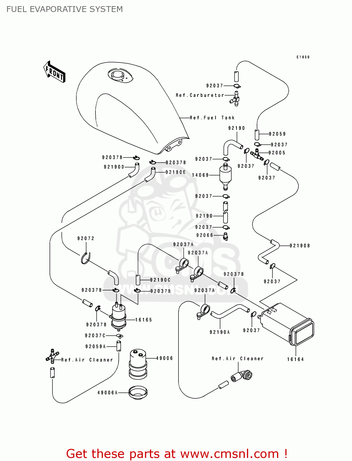 FUEL EVAPORATIVE SYSTEM ZR1100A2 1993 USA CALIFORNIA CANADA