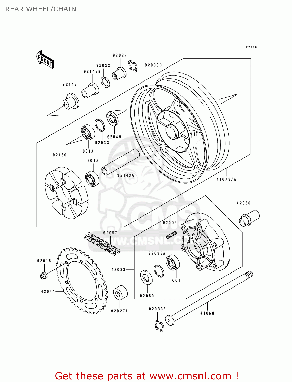 REAR WHEEL/CHAIN ZR1100A2 1993 USA CALIFORNIA CANADA