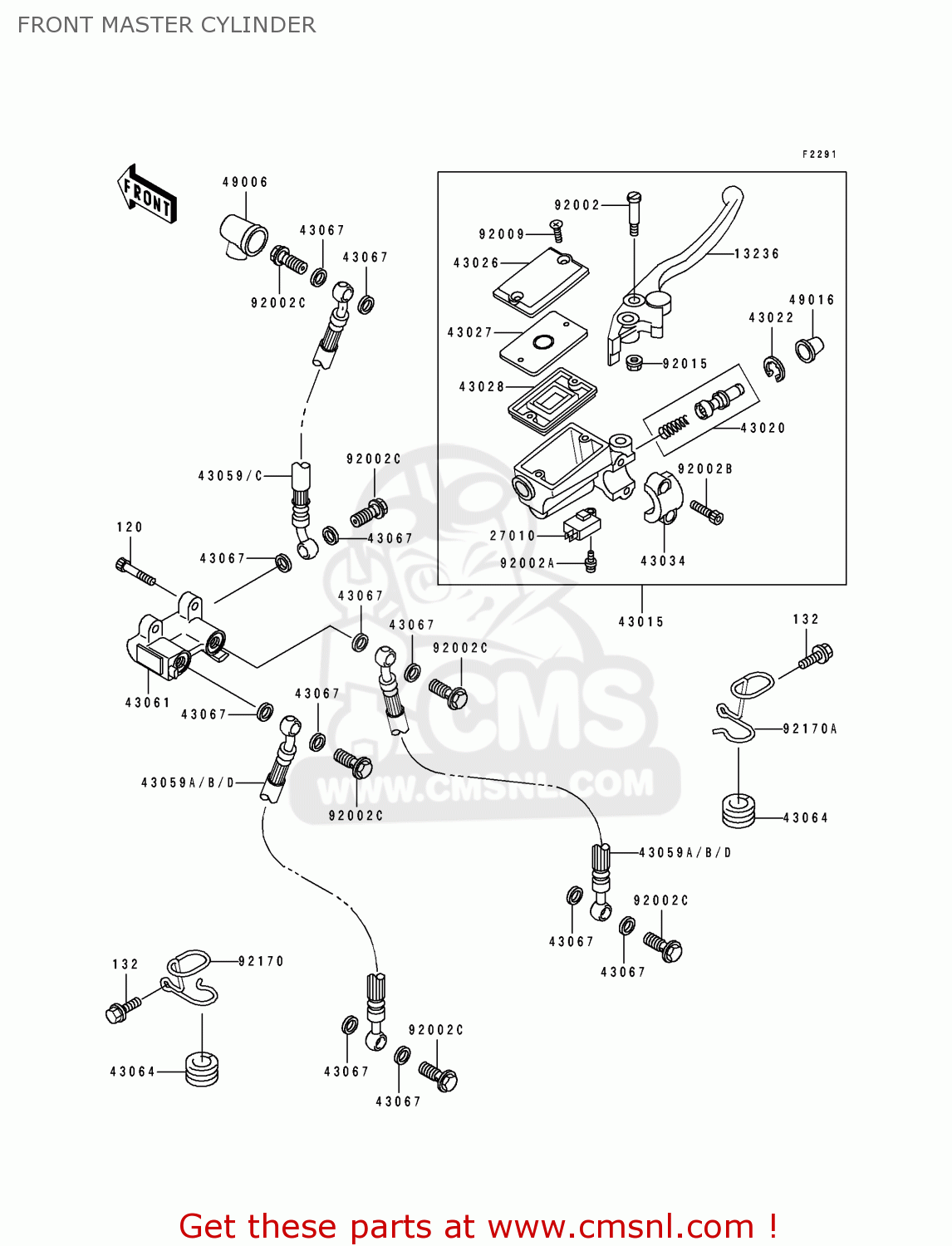 FRONT MASTER CYLINDER ZR1100A2 1993 USA CALIFORNIA CANADA