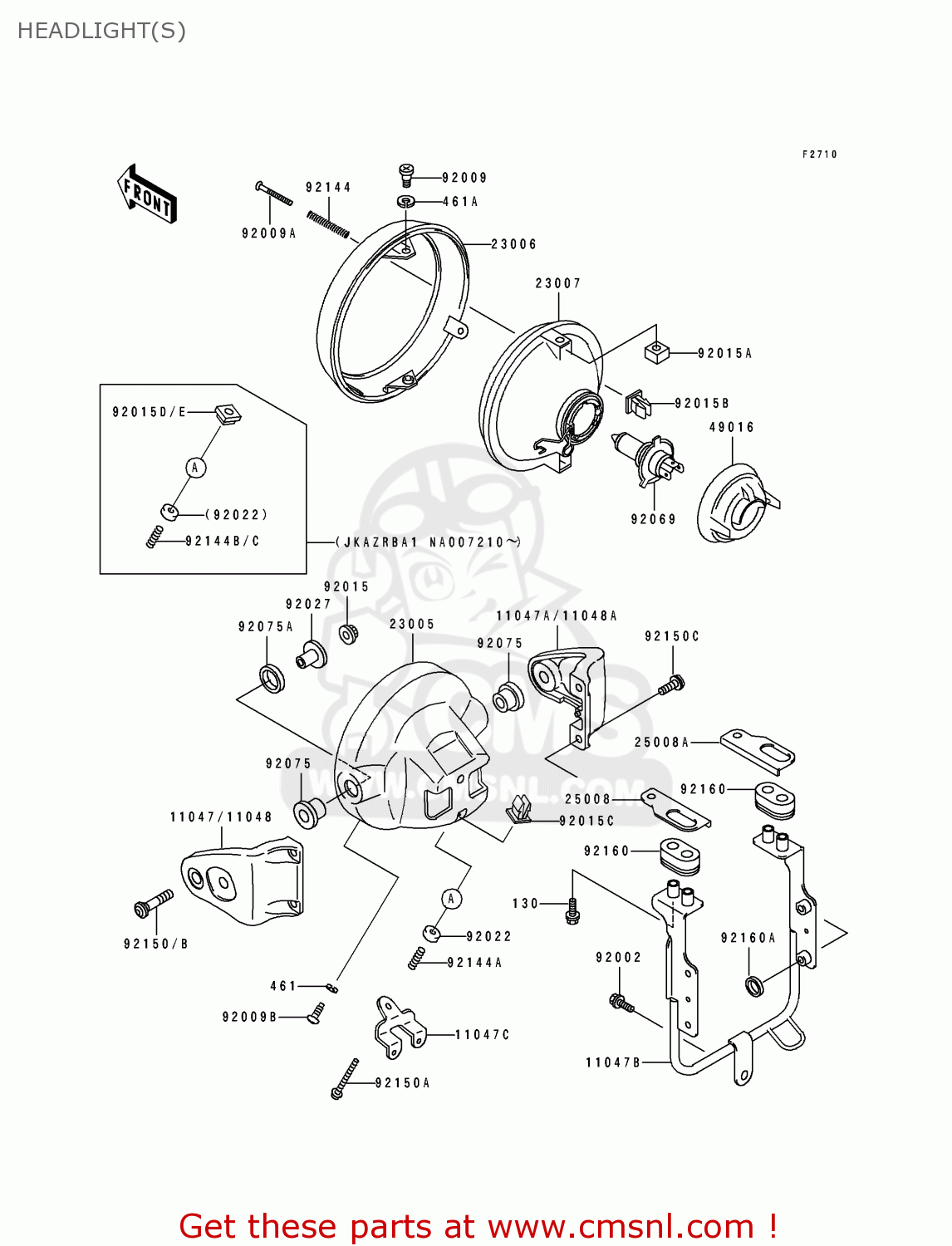 HEADLIGHT(S) ZR1100A2 1993 USA CALIFORNIA CANADA