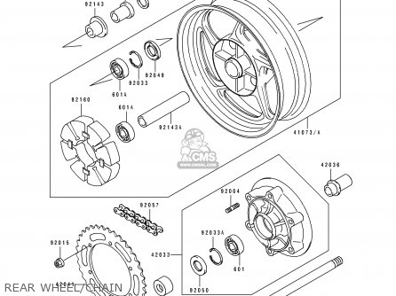 REAR WHEEL/CHAIN - ZR1100A2 1993 USA CALIFORNIA CANADA