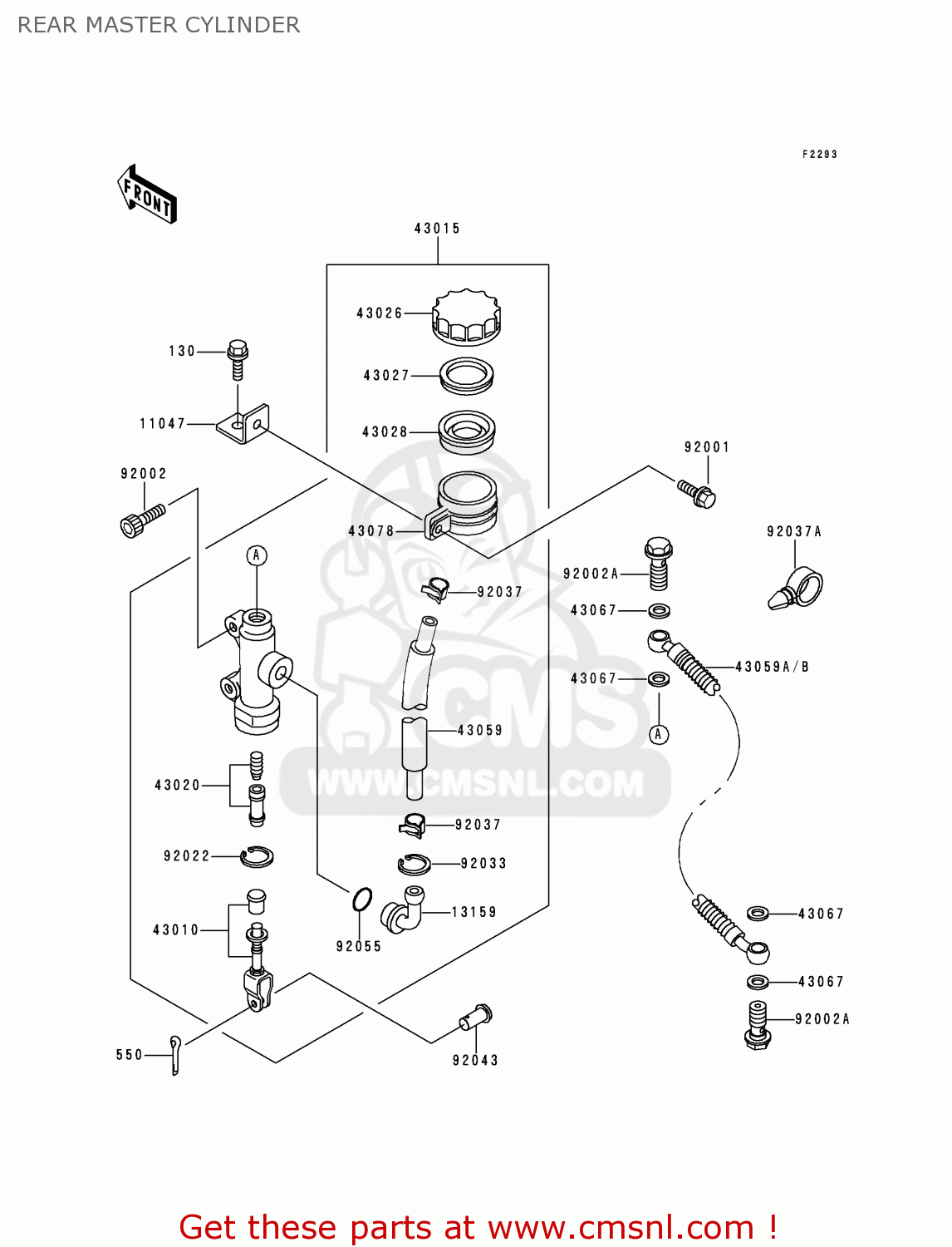 REAR MASTER CYLINDER ZR1100A2 ZEPHYR 1100 1993 EUROPE UK FR AR FG GR IT NR SD SP ST