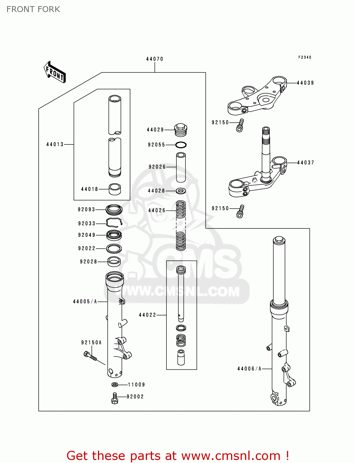 FRONT FORK ZR1100A2 ZEPHYR 1100 1993 EUROPE UK FR AR FG GR IT NR SD SP ST