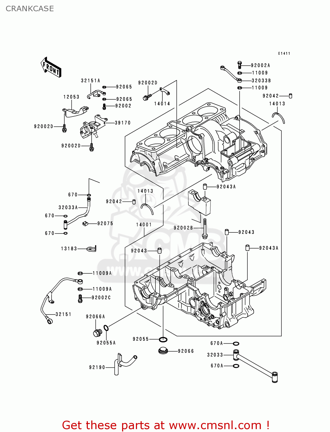 CRANKCASE ZR1100A3 ZEPHYR 1100 1994 EUROPE UK FR AR FG GR ST