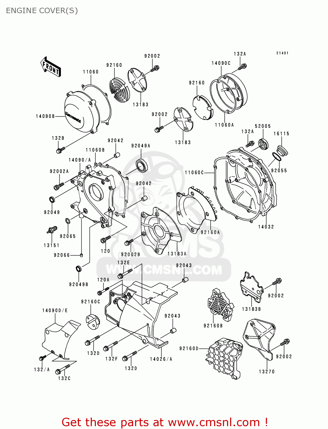ENGINE COVER(S) ZR1100A3 ZEPHYR 1100 1994 EUROPE UK FR AR FG GR ST