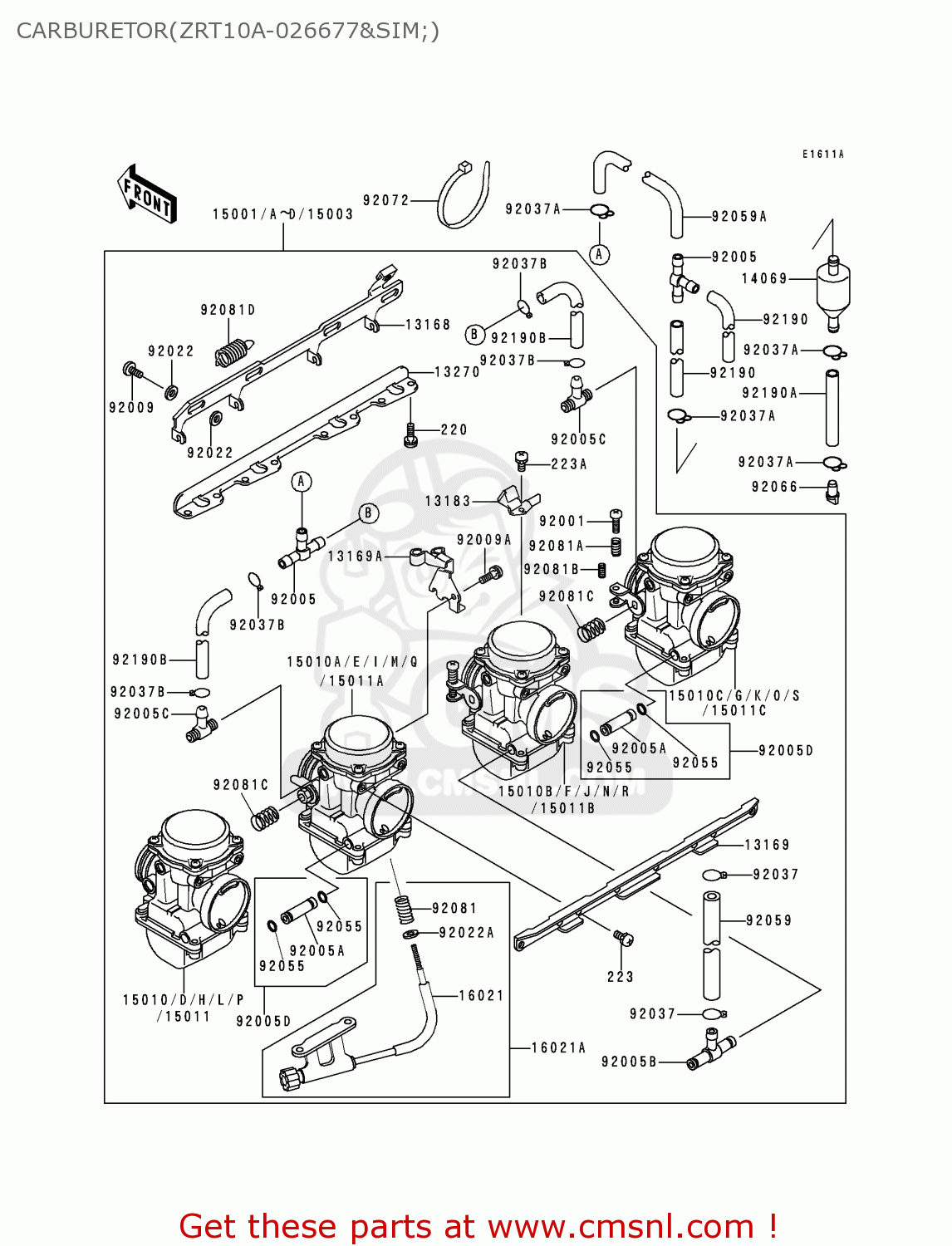 CARBURETOR(ZRT10A-026677&SIM;) ZR1100A3 ZEPHYR 1100 1994 EUROPE UK FR AR FG GR ST