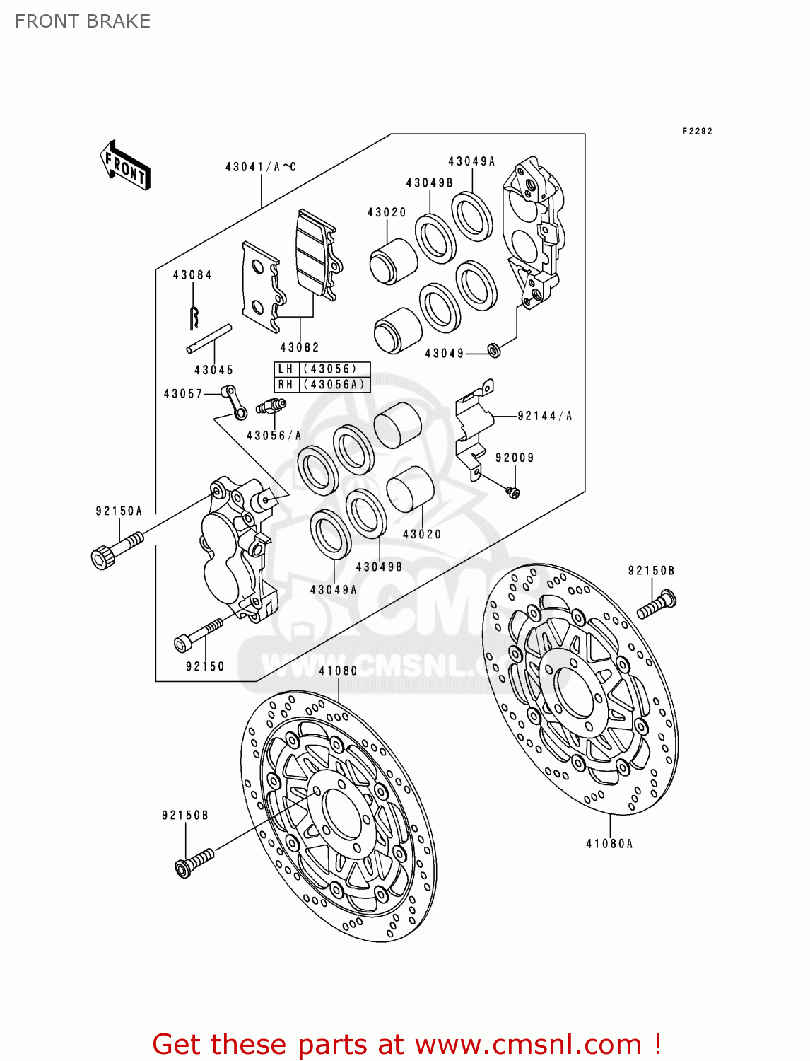 FRONT BRAKE ZR1100A3 ZEPHYR 1100 1994 EUROPE UK FR AR FG GR ST